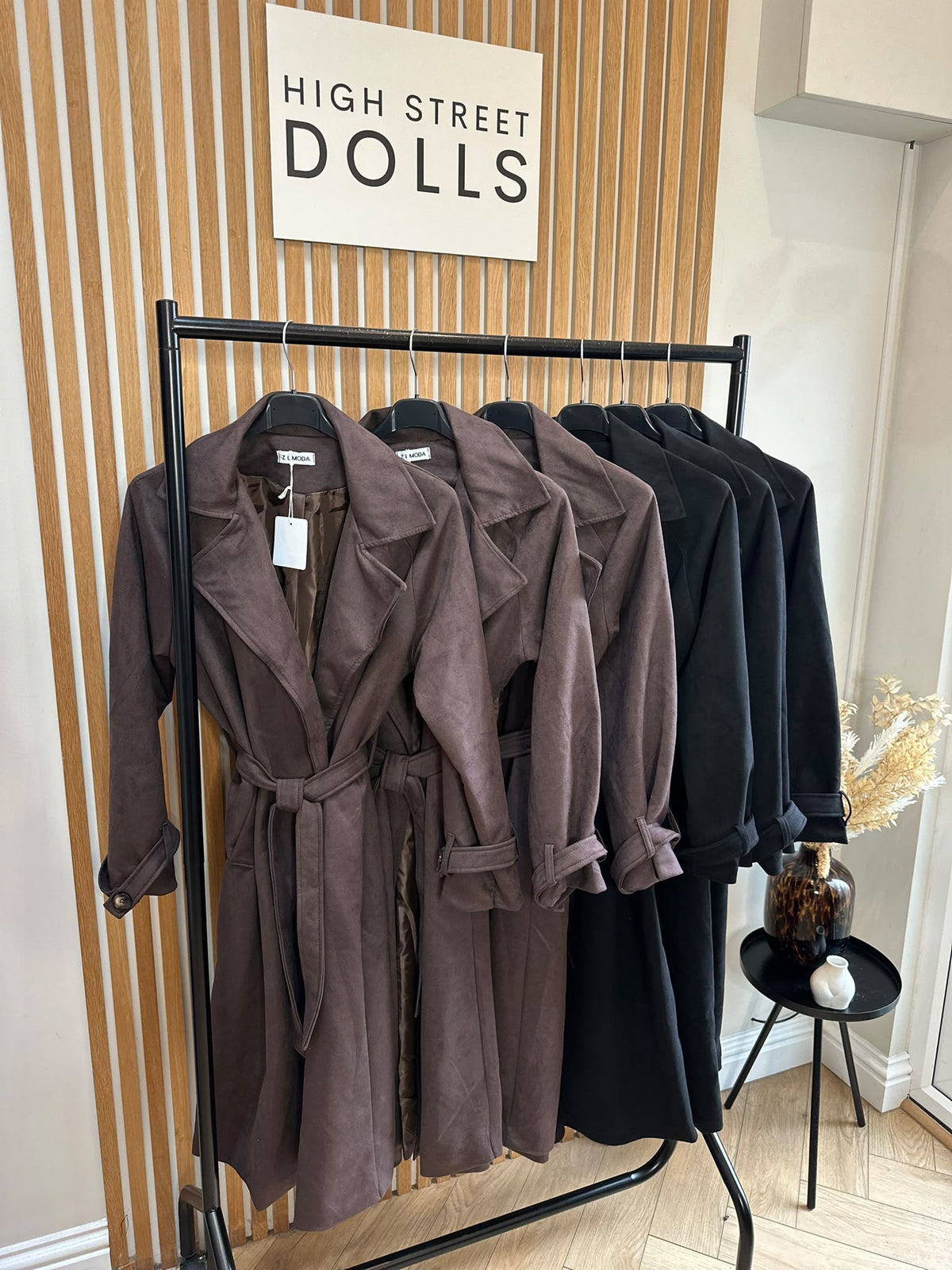 Aislinn Luxe Suede Midi Trench Coat – Autumn Winter Belted Jacket
