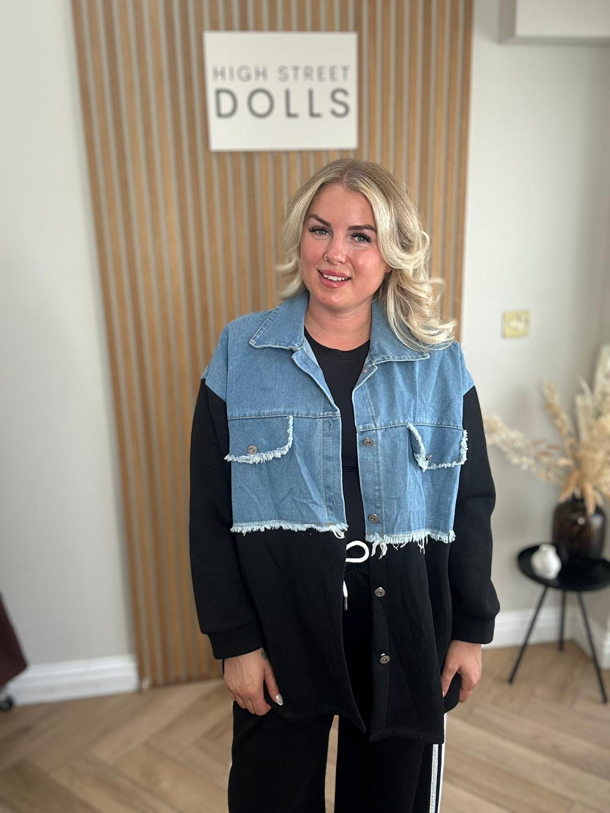 Bryony Oversized Shaket with Denim Details Shirt Jacket