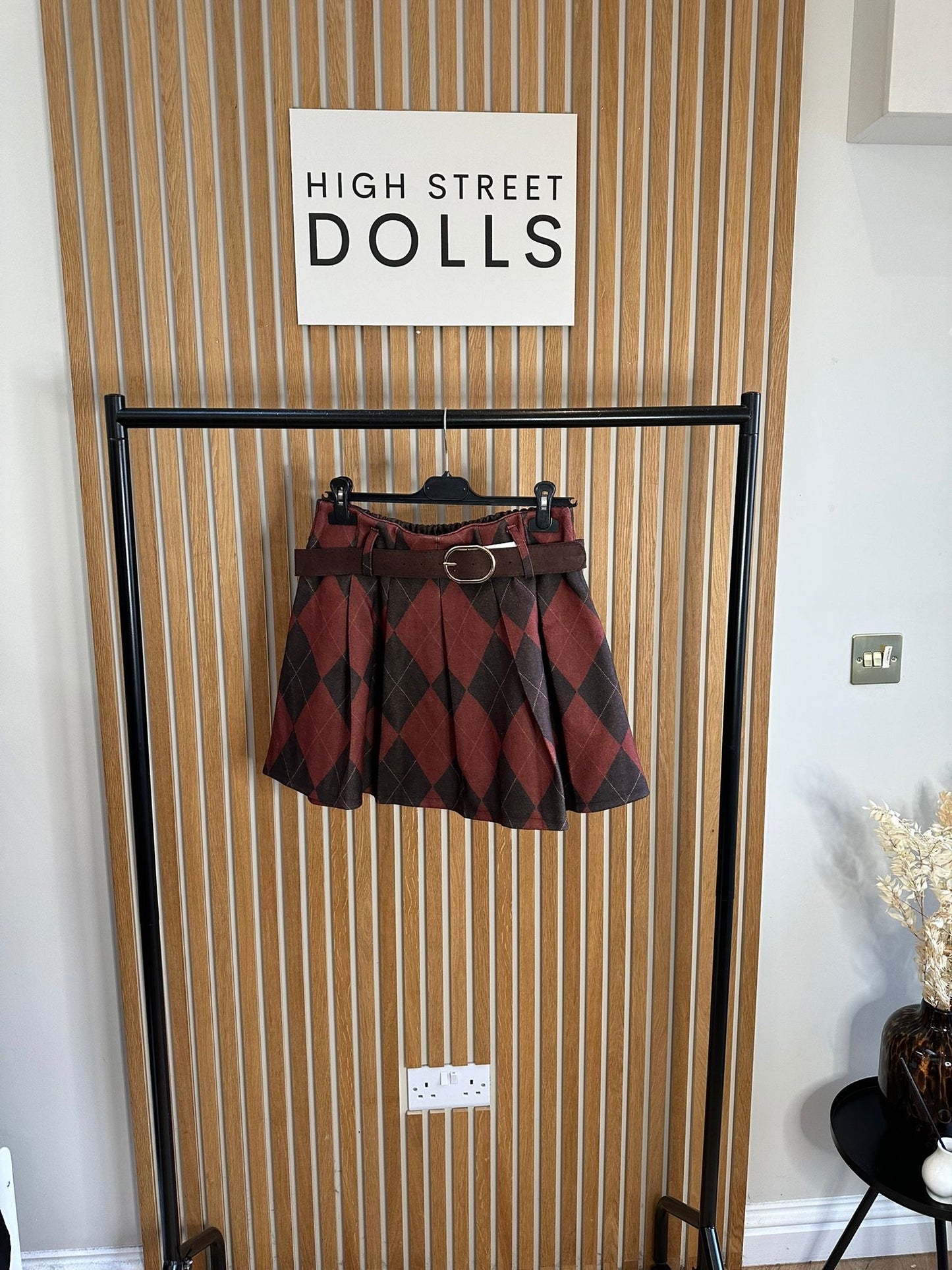 Audrey Diamond Checkered Skirt Autumn Winter Christmas Festive