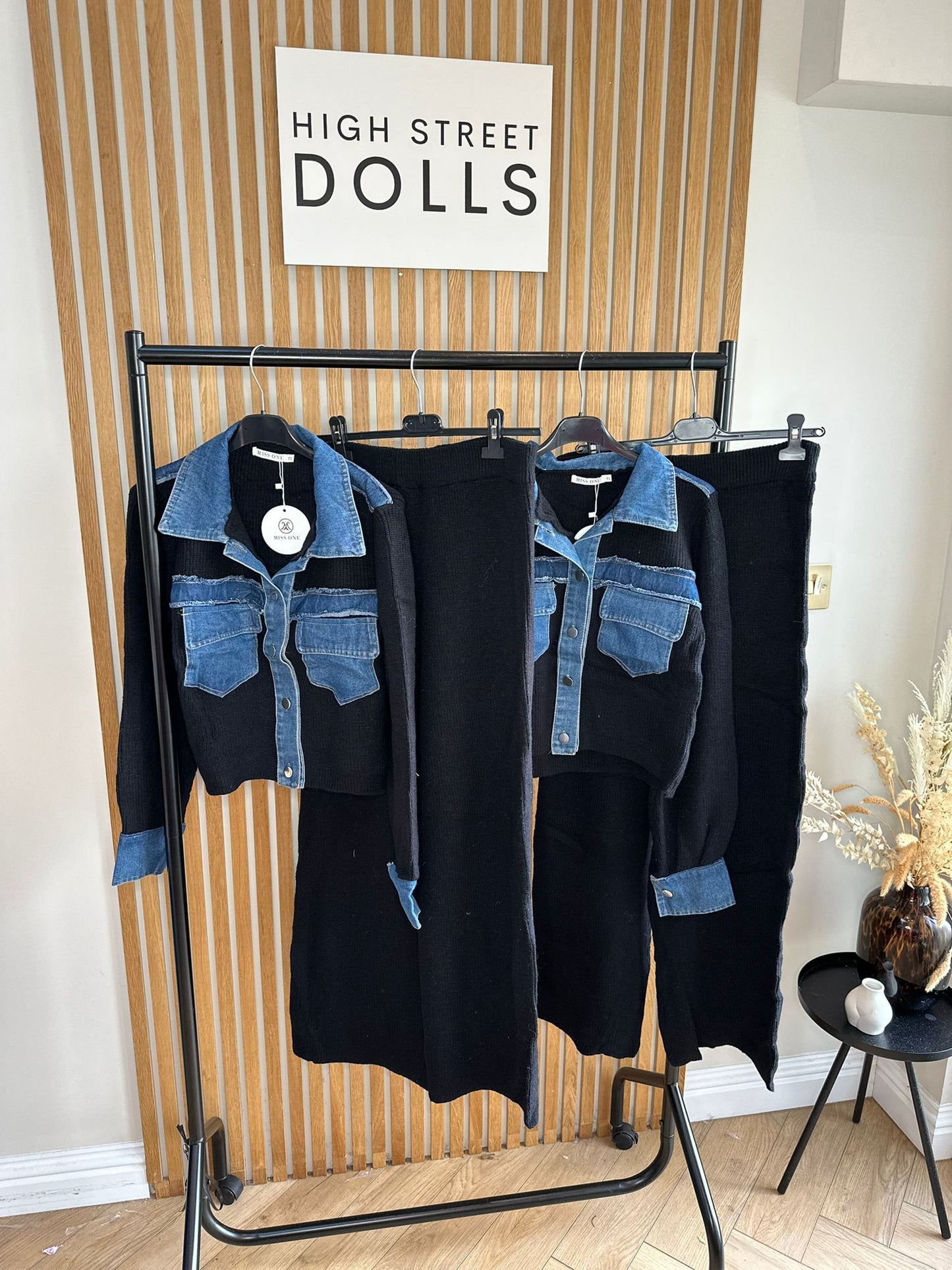 Narla Loungeset Two piece Outfit Knitted fabric with denim details