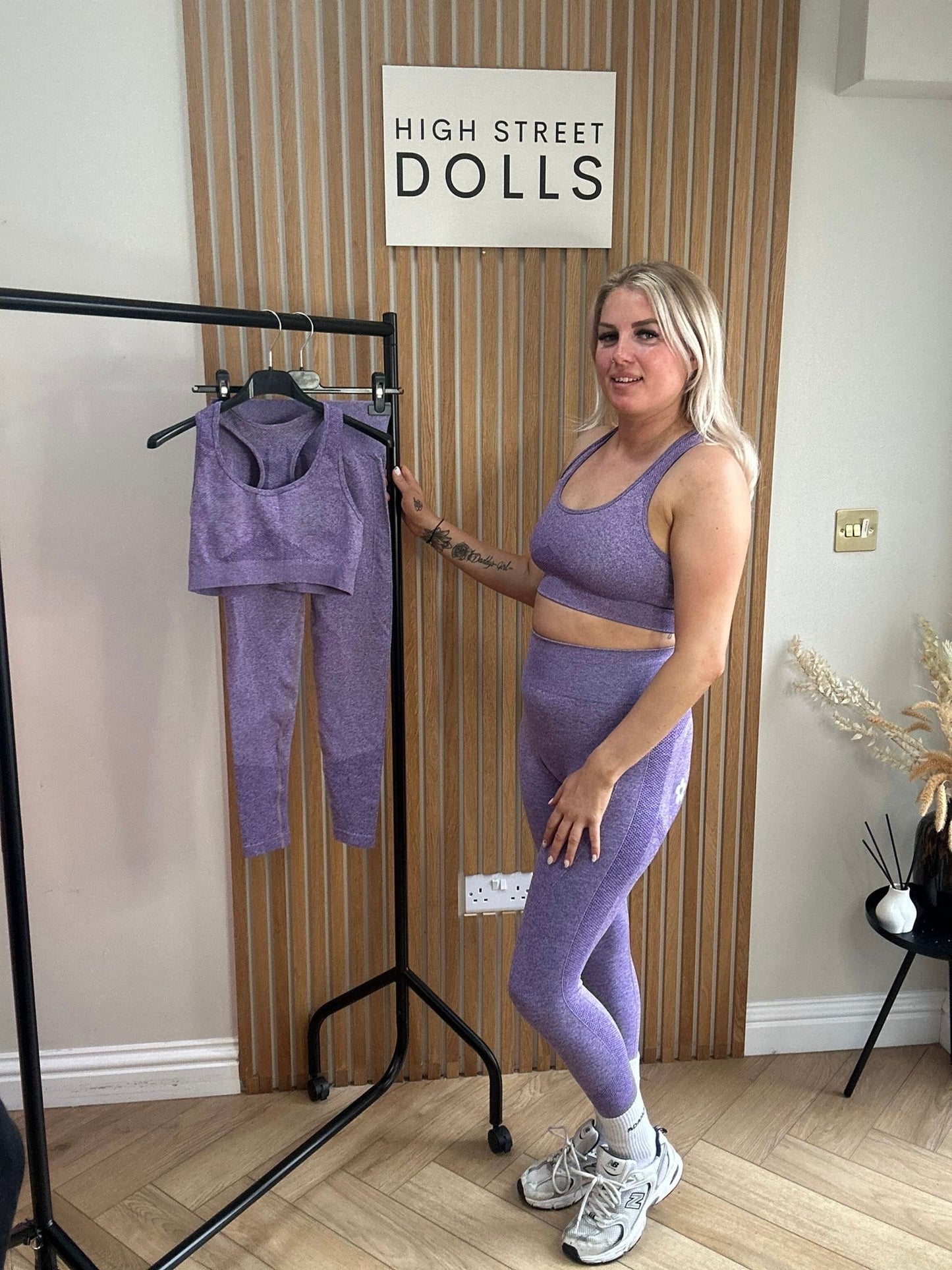 BodiBlossom Activewear Gym Set Lilac Sports Bra and Leggings