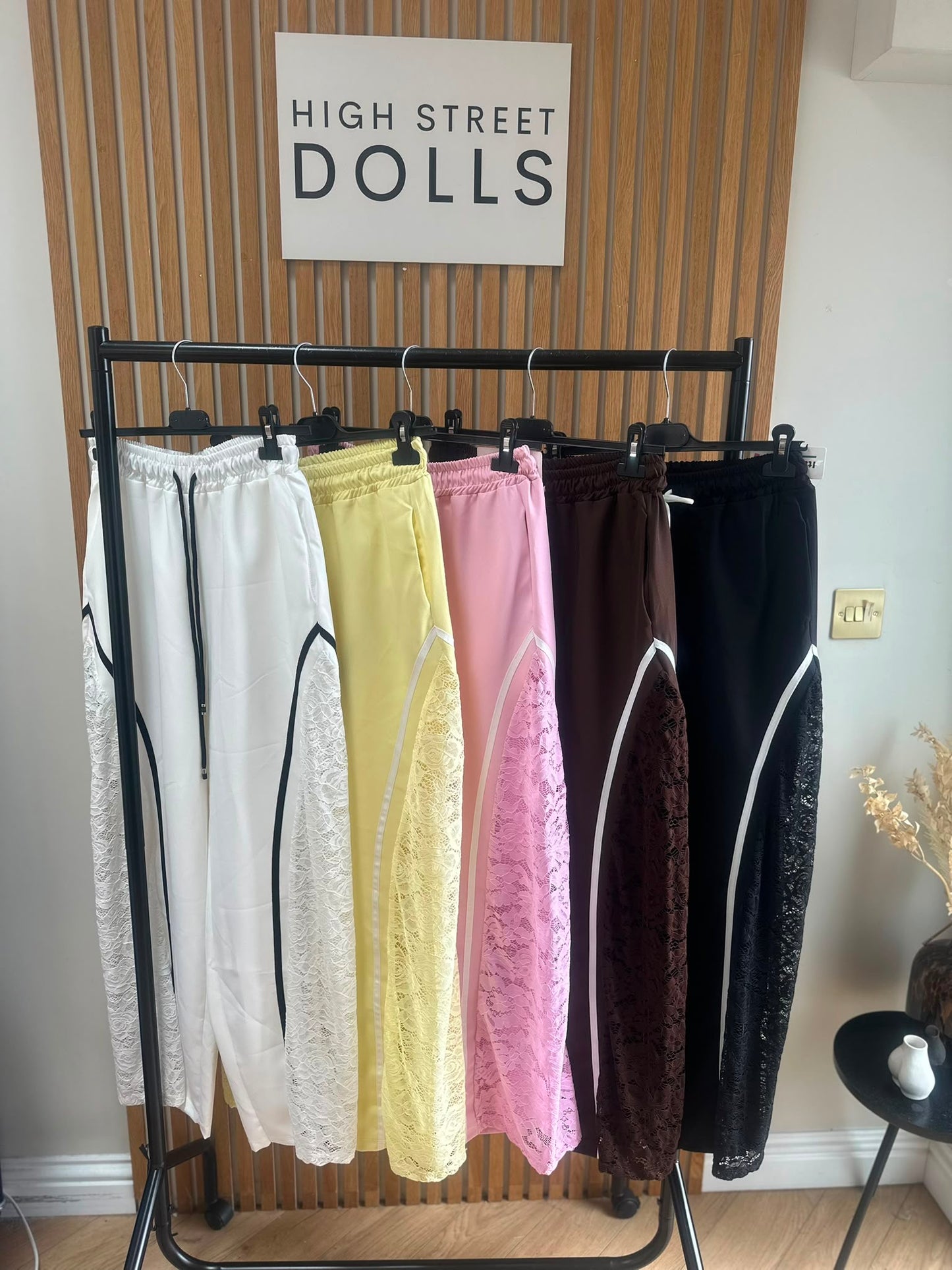 Sugar Lace Trousers Wide Leg Activewear Stripe Details Spring Summer Holiday Elastic Waistband