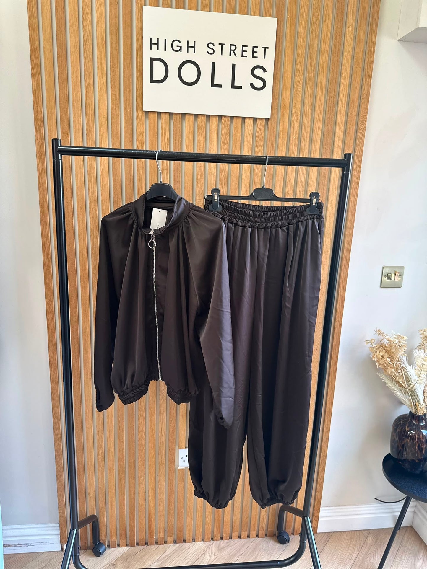 Blair Satin Harem Tracksuit Two-Piece Bomber Jacket Style Co-Ord, Silky Satin Material Autumn Loungewear