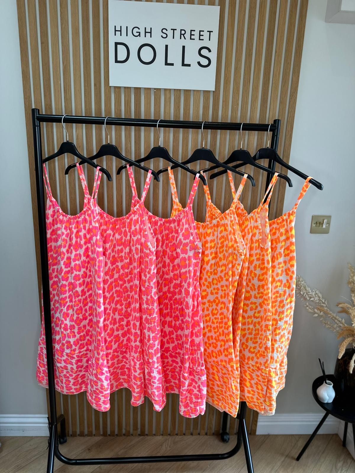 Delilah Cheesecloth Printed Dress Mini Length Leopard Print Holiday Summer