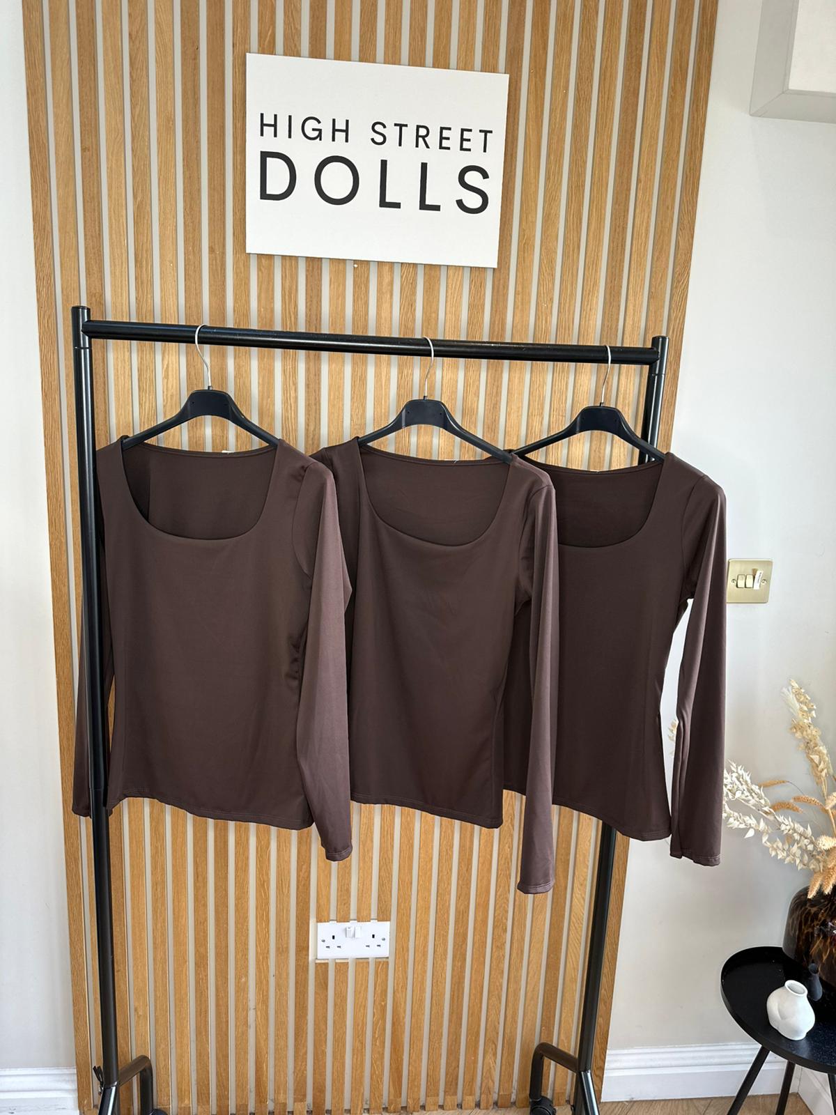 Layla Long Sleeve Fitted T shirt with Low neckline