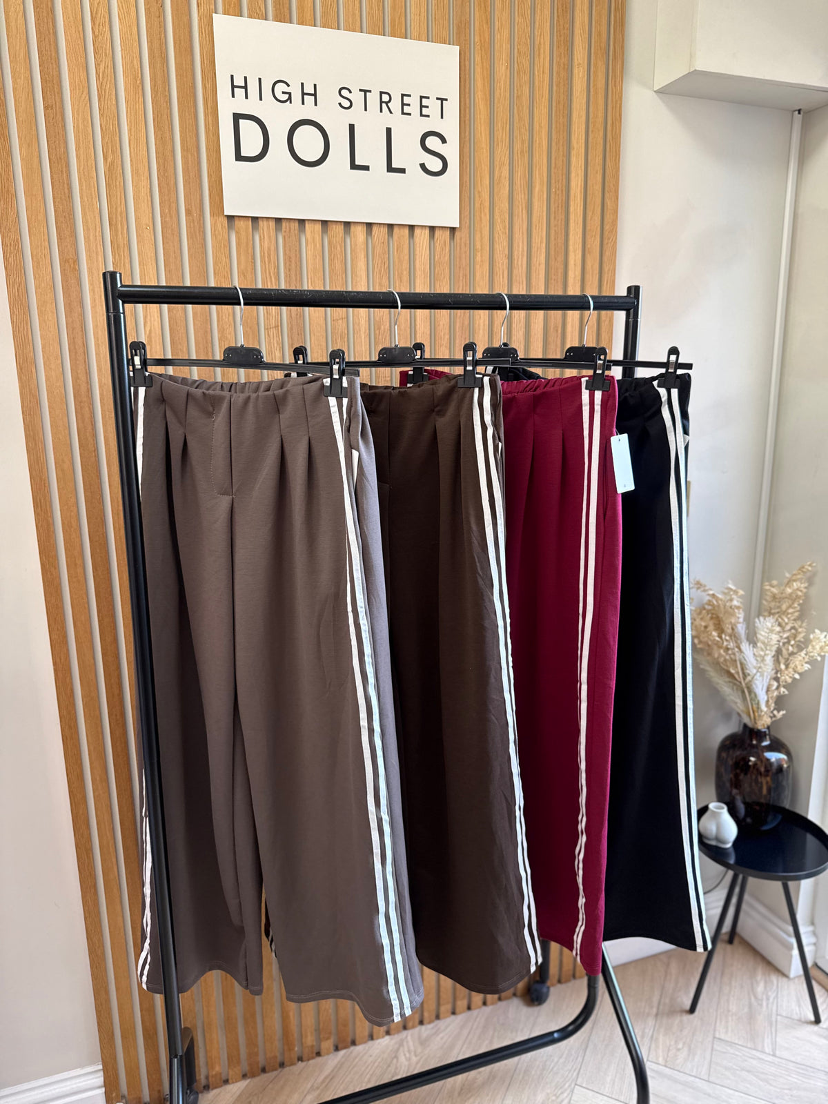 Nova Striped Wide-Leg Flare Trousers Joggers Statement Stripe Detail Spring Summer Autumn