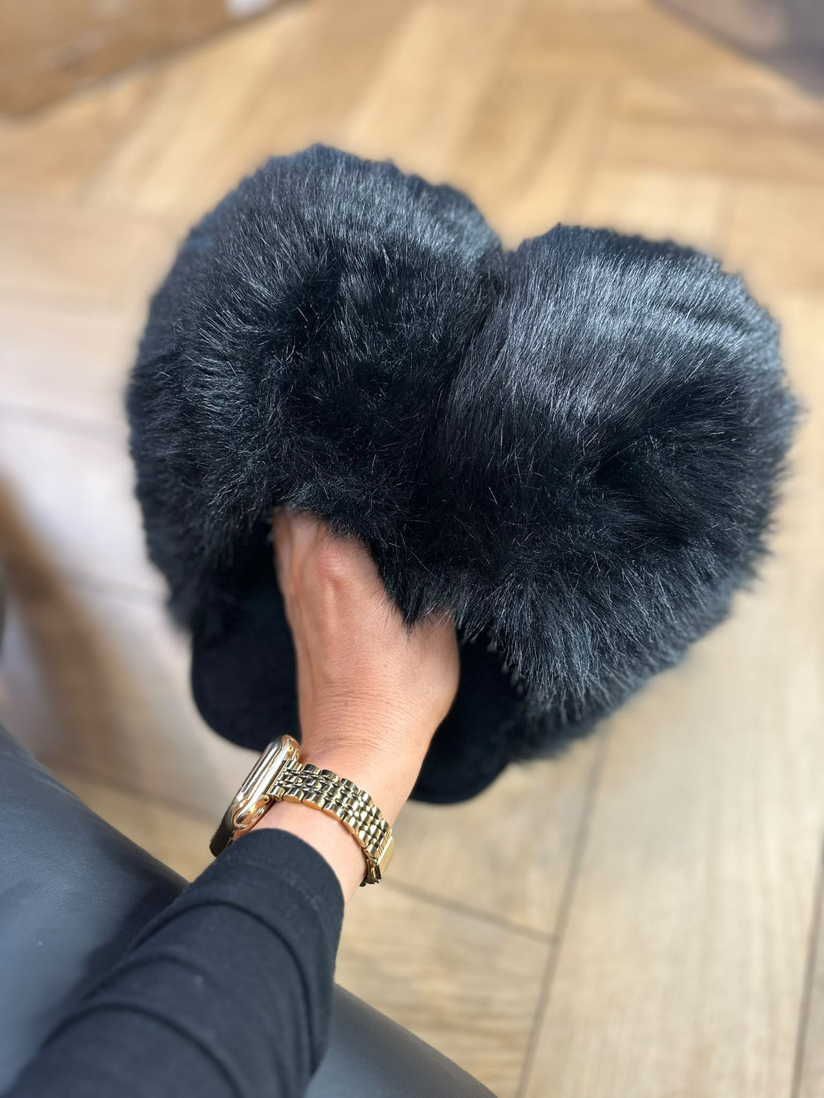 Fluffy XL Pom Pom Slippers Faux Fur Lined Cosy Slippers Autumn Winter Christmas Present