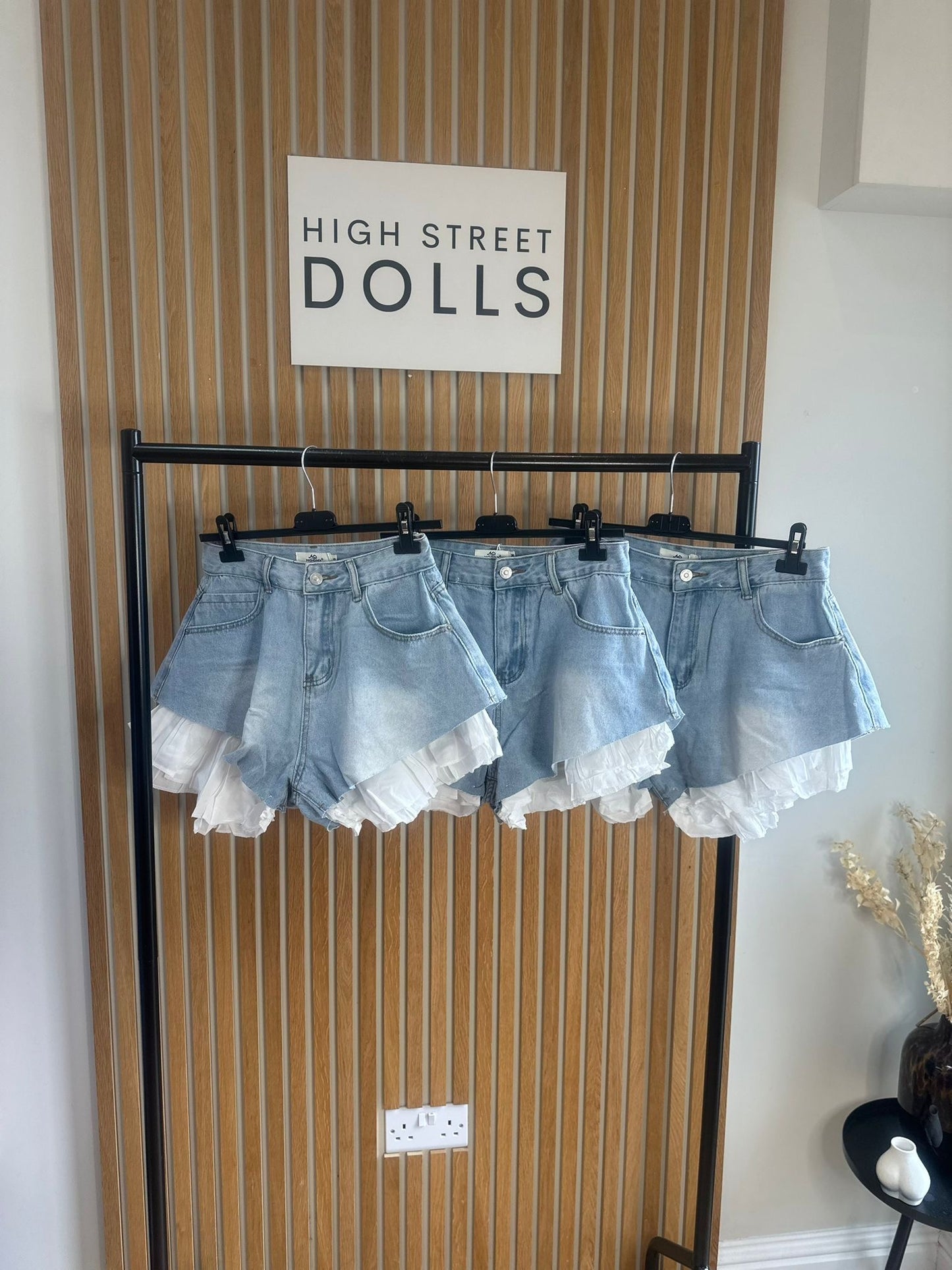 Polly Denim Shorts Denim Shorts with Ruffles Frilly High Waisted Spring Summer Holiday