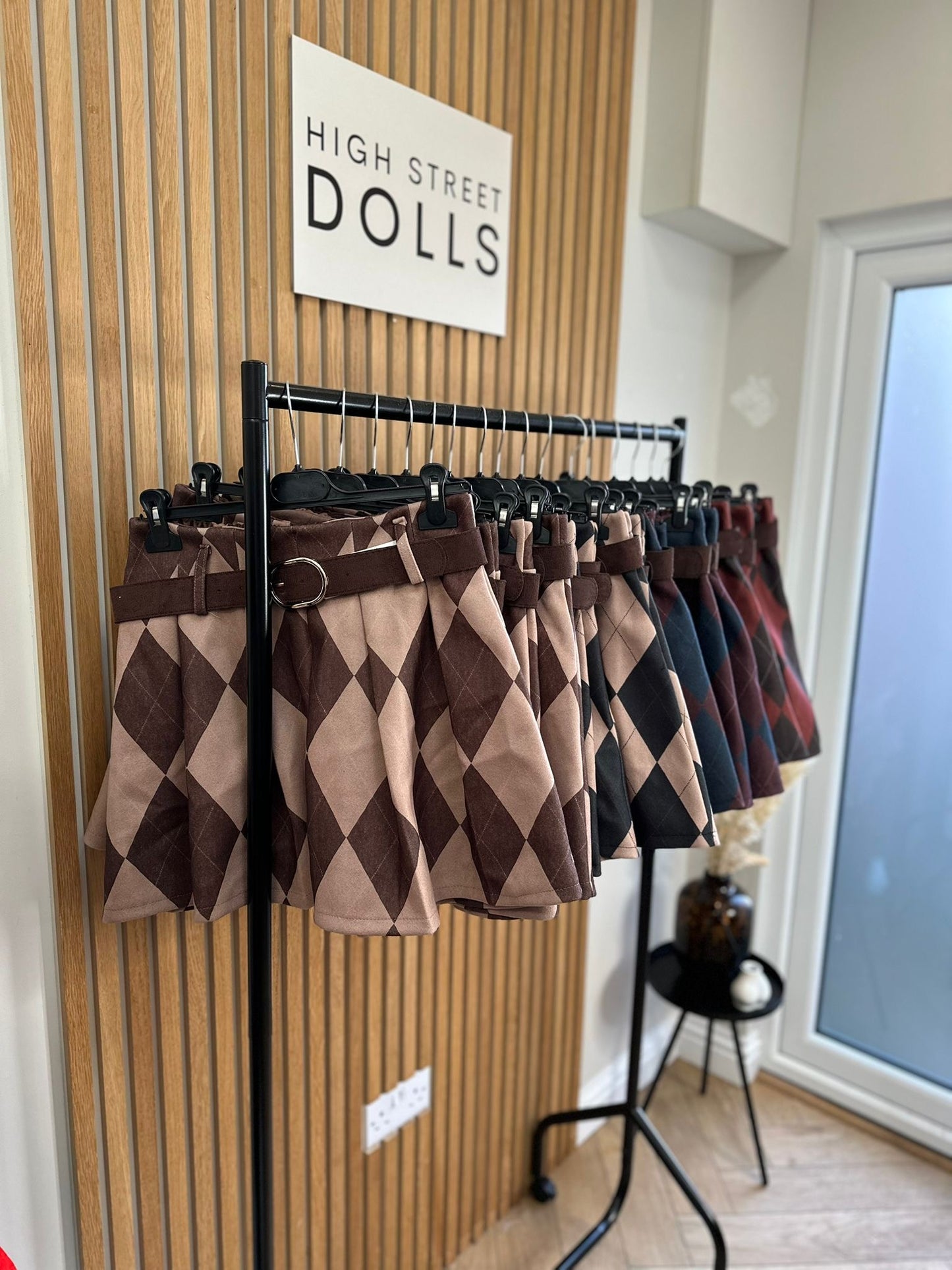 Audrey Diamond Checkered Skirt Autumn Winter Christmas Festive