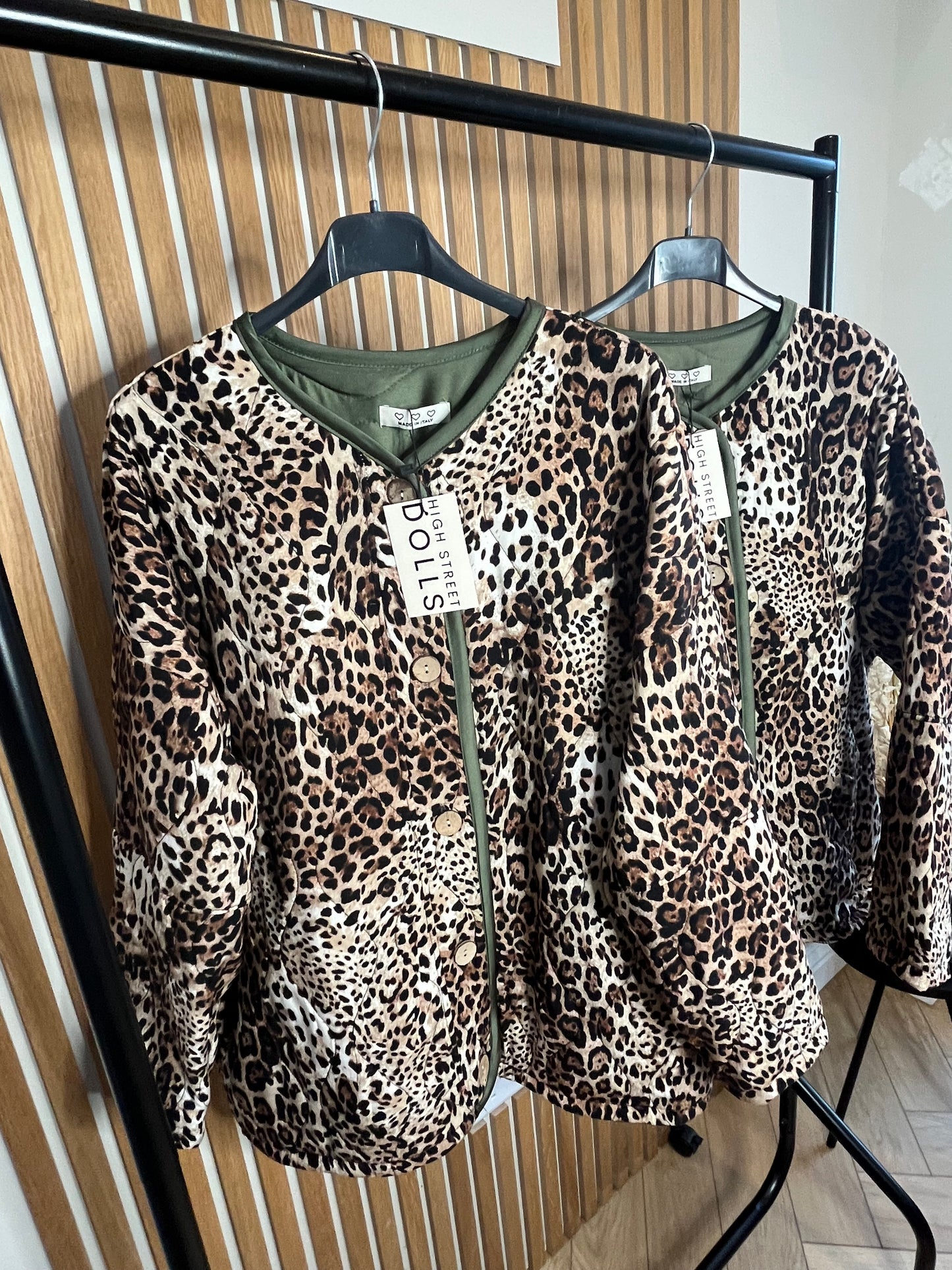 Leopard Print Quilted Jacket Coat