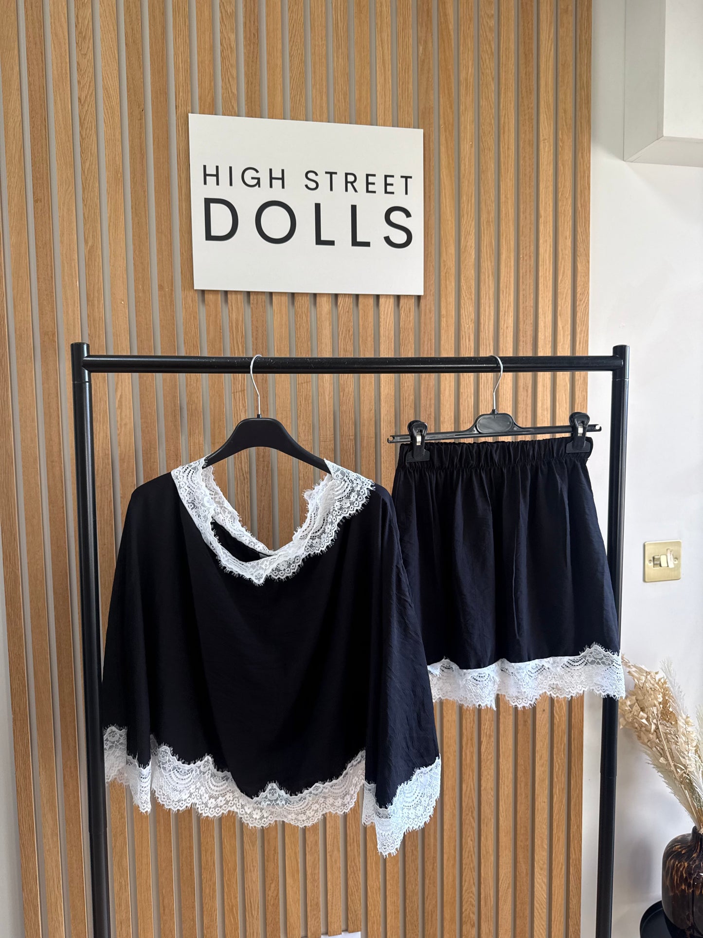 Khloe Lace Co Ord Poncho Top with Skirt Silky Lightweight Material Evening Summer Autumn
