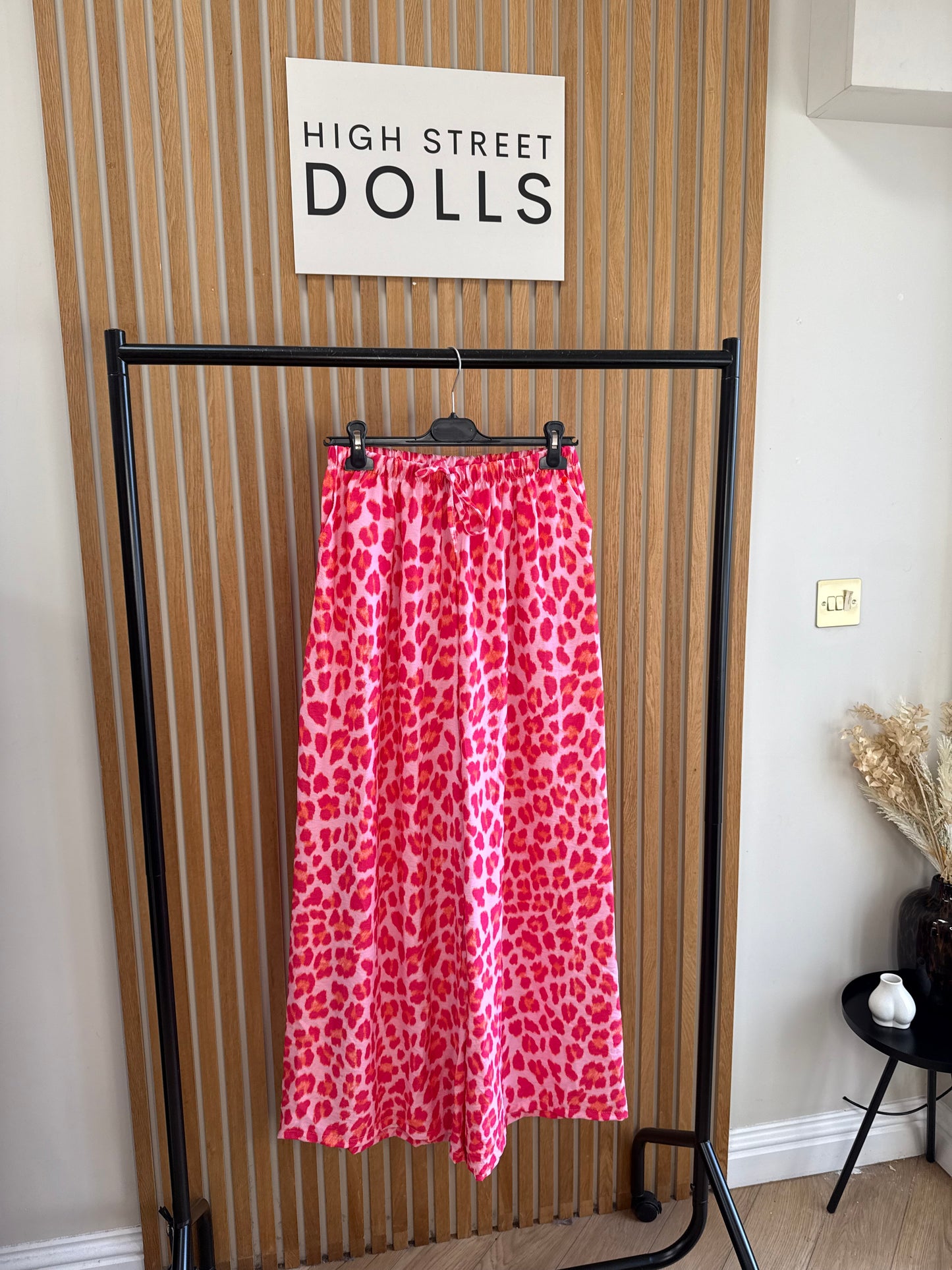 Kira Wide Leg Trousers Light Weight Material Summer Bright Leopard Print