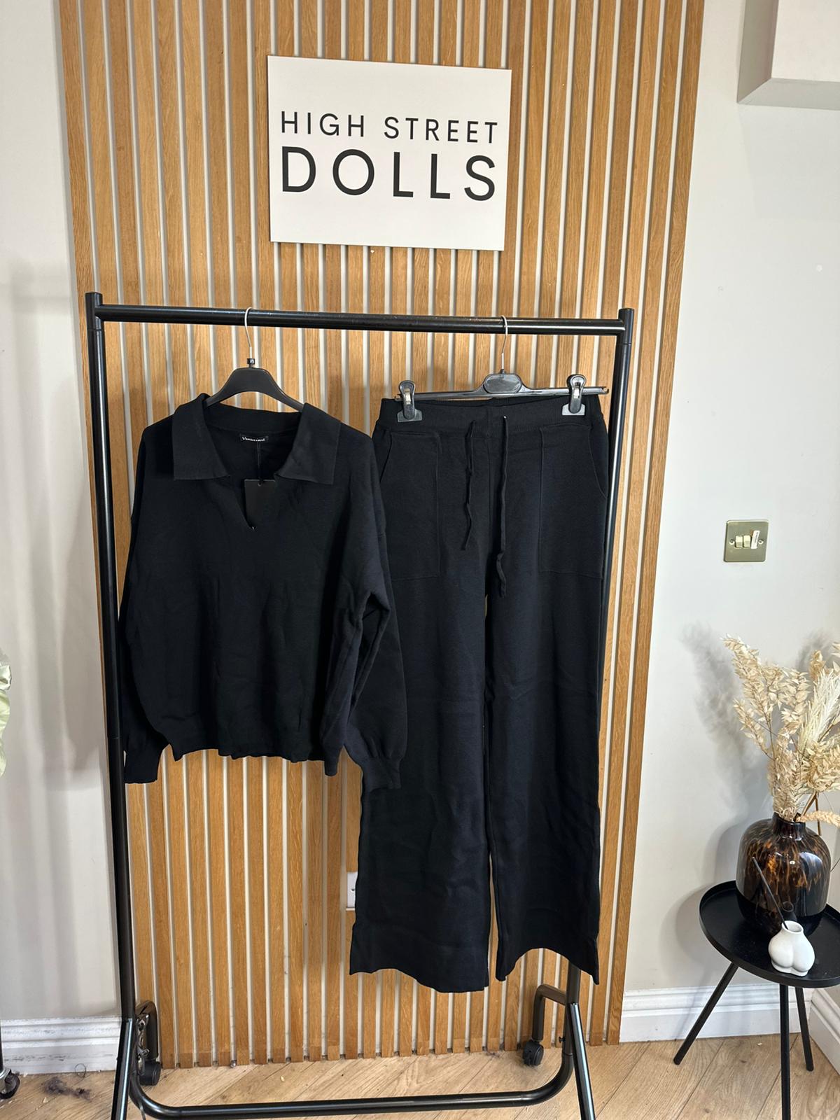 Mavis Knitted Lounge Set V Neck Sweater Wide Leg Co Ord Autumn Winter Christmas Knitwear