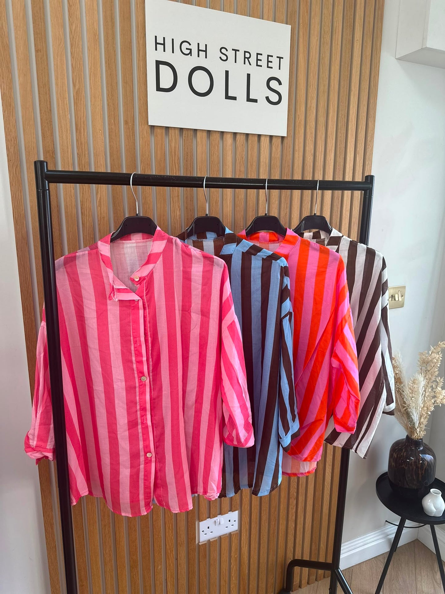 Coral Oversized Striped Shirt Bold Bright Summer Holiday Style