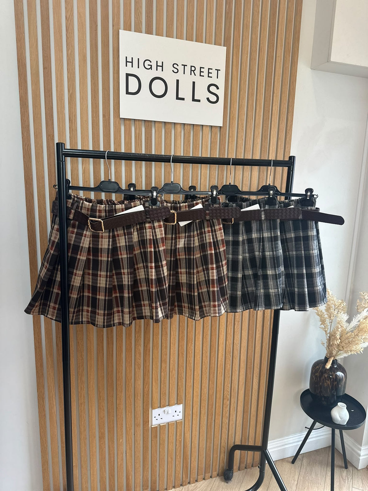 Cassidy Tartan Check Pleated Shorts/Skort – Belt Included, Front Pleated Skirt, Autumn Winter Women’s Fashion