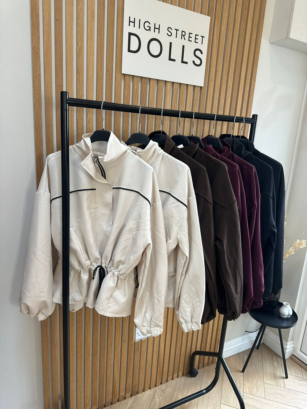 Mia Peplum Jacket – Women’s Sporty Lightweight Cover-Up, Autumn/Winter Layer with Piping Details, Cinched Waistline & Funnel Neckline