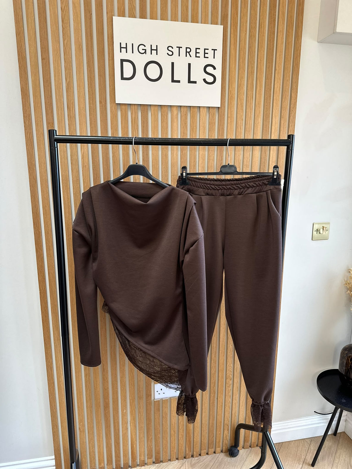Lola Lace Trim Long Sleeve Co-Ord Lounge Set – Women’s Autumn Winter Top & Trousers
