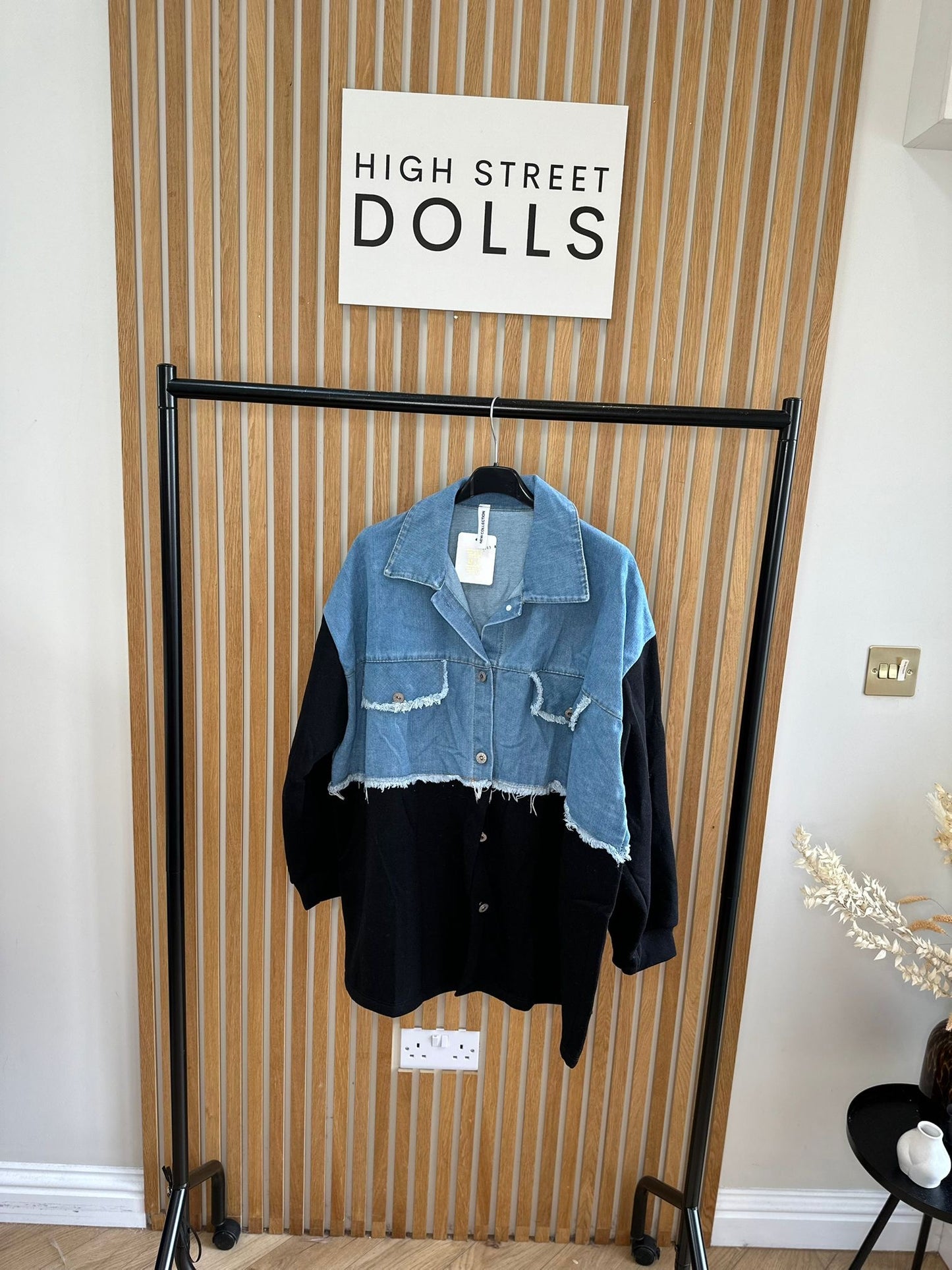 Bryony Oversized Shaket with Denim Details Shirt Jacket