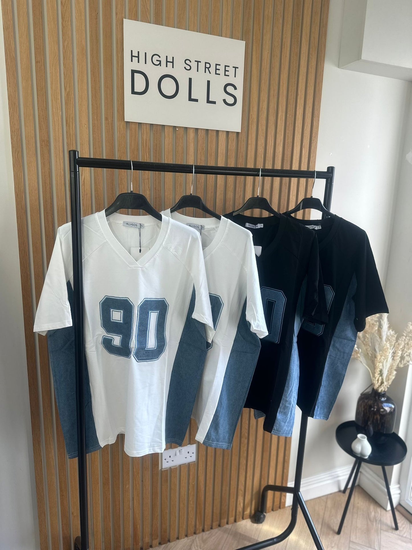 Darcie Baseball T Shirt Short Sleeves Slogan Denim Top Spring Summer Holiday