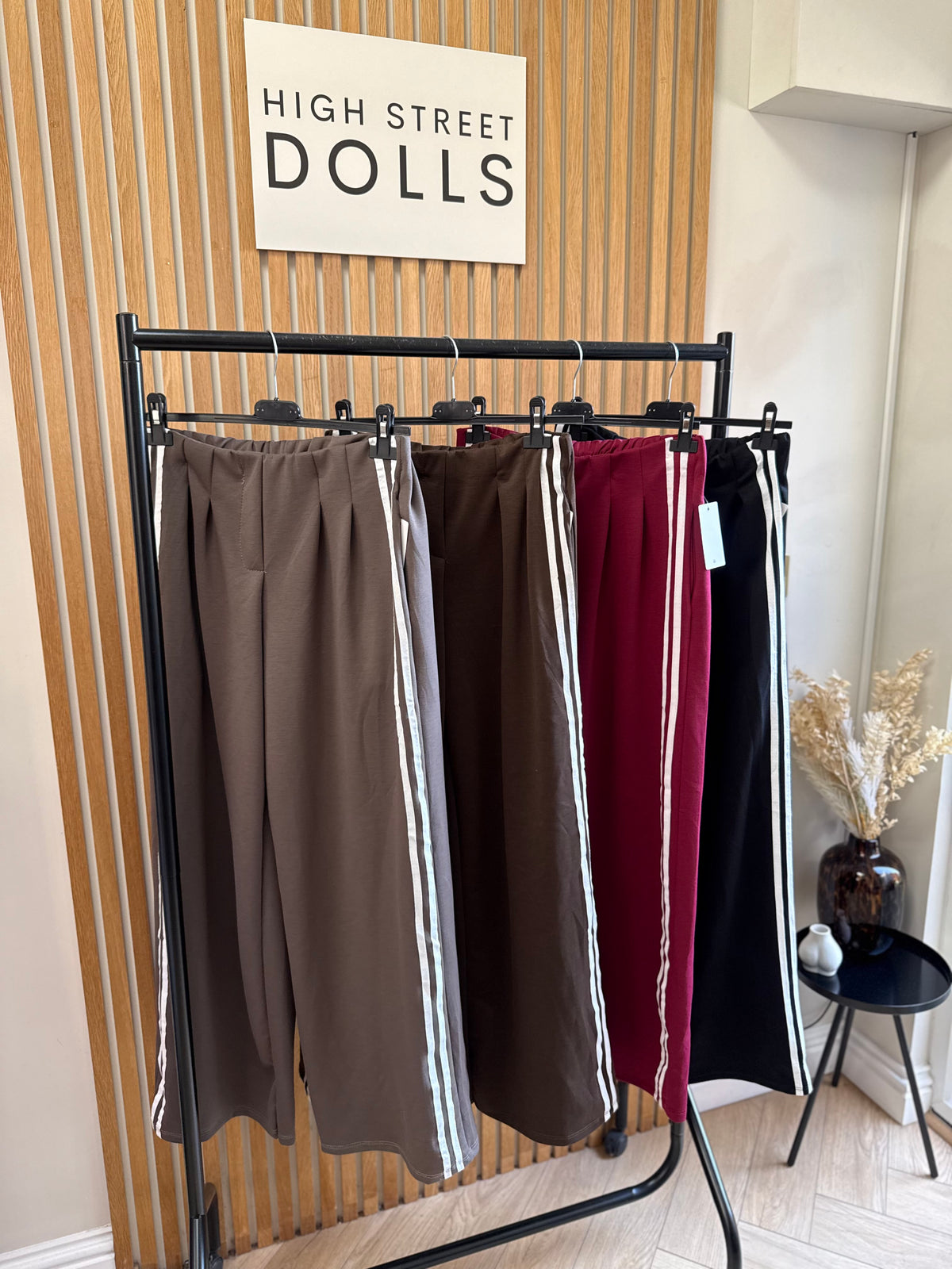 Nova Striped Wide-Leg Flare Trousers Joggers Statement Stripe Detail Spring Summer Autumn