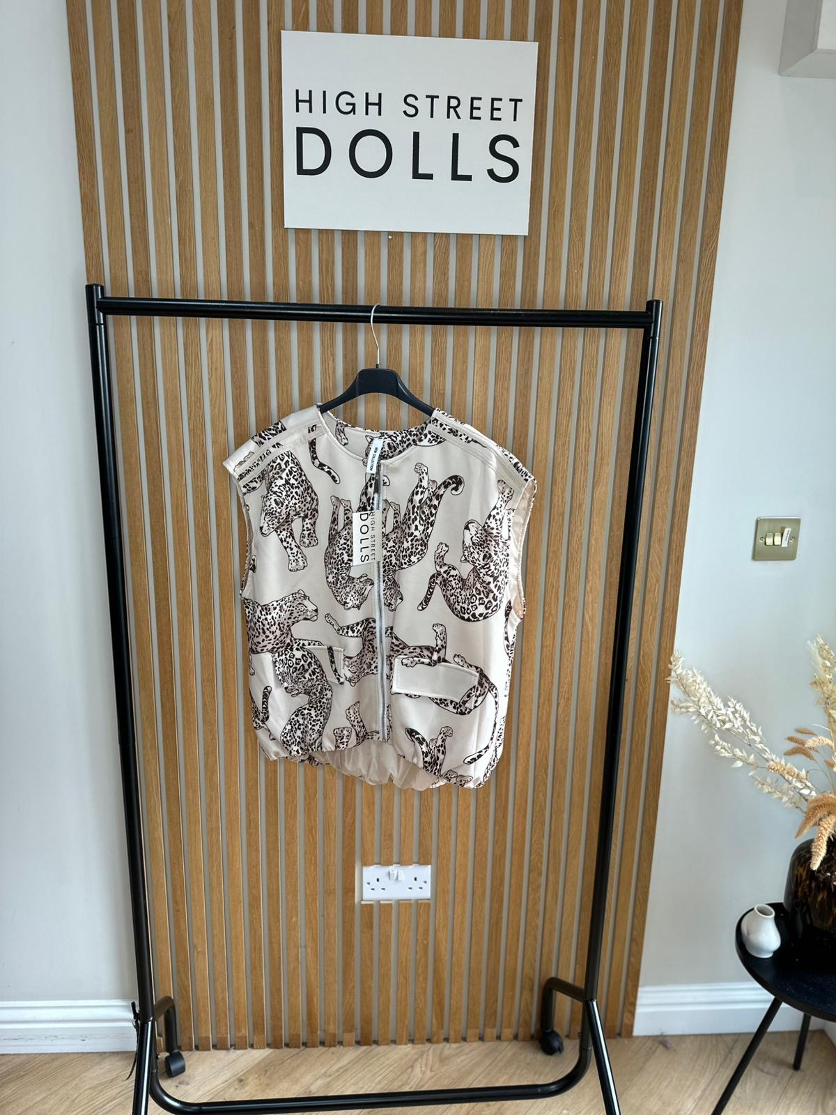 Cally Gilet Bomber Jacket Cheeta Print