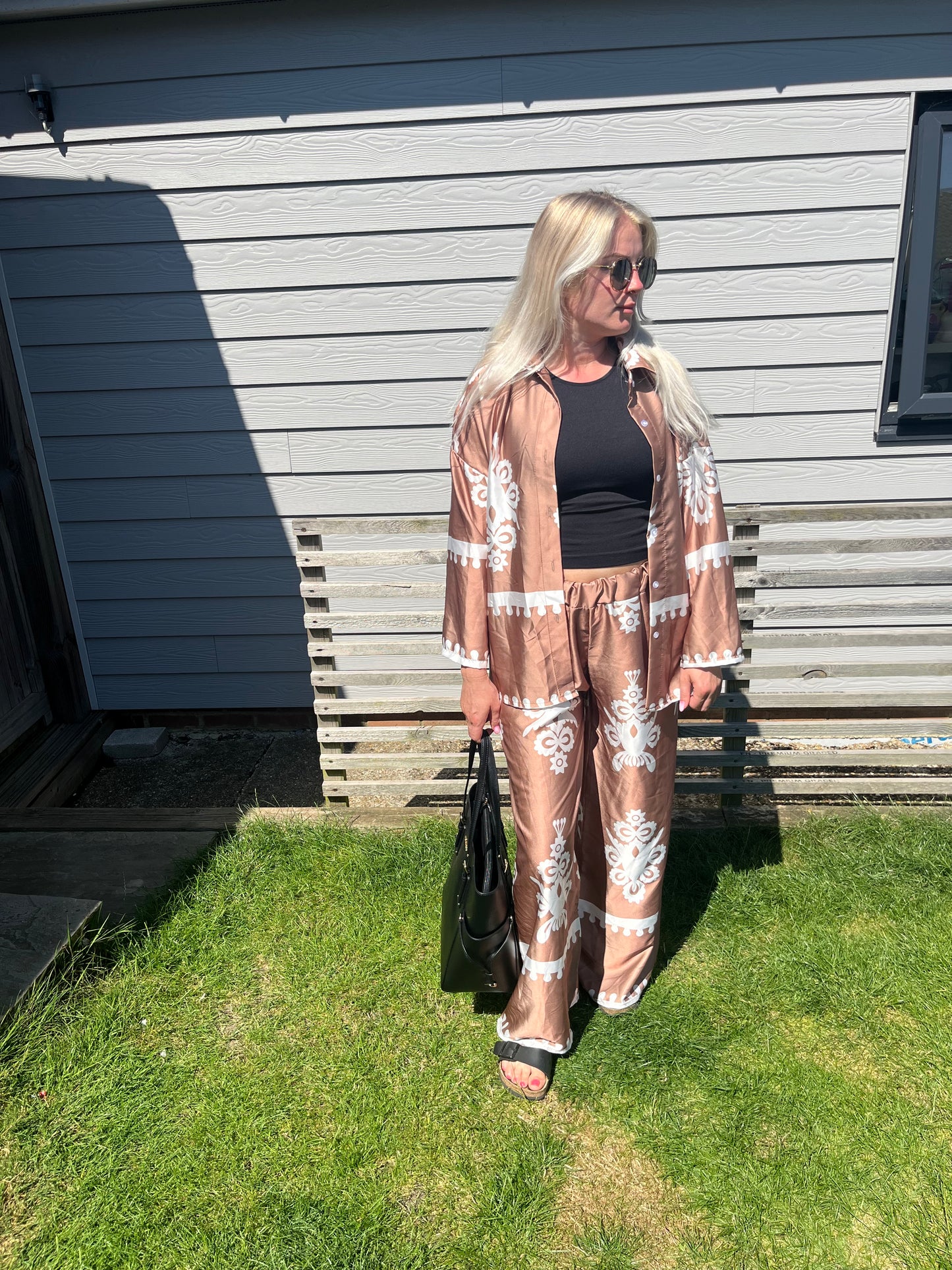 Santorini Luxe Pyjamas Shirt & Trouser Co Ord