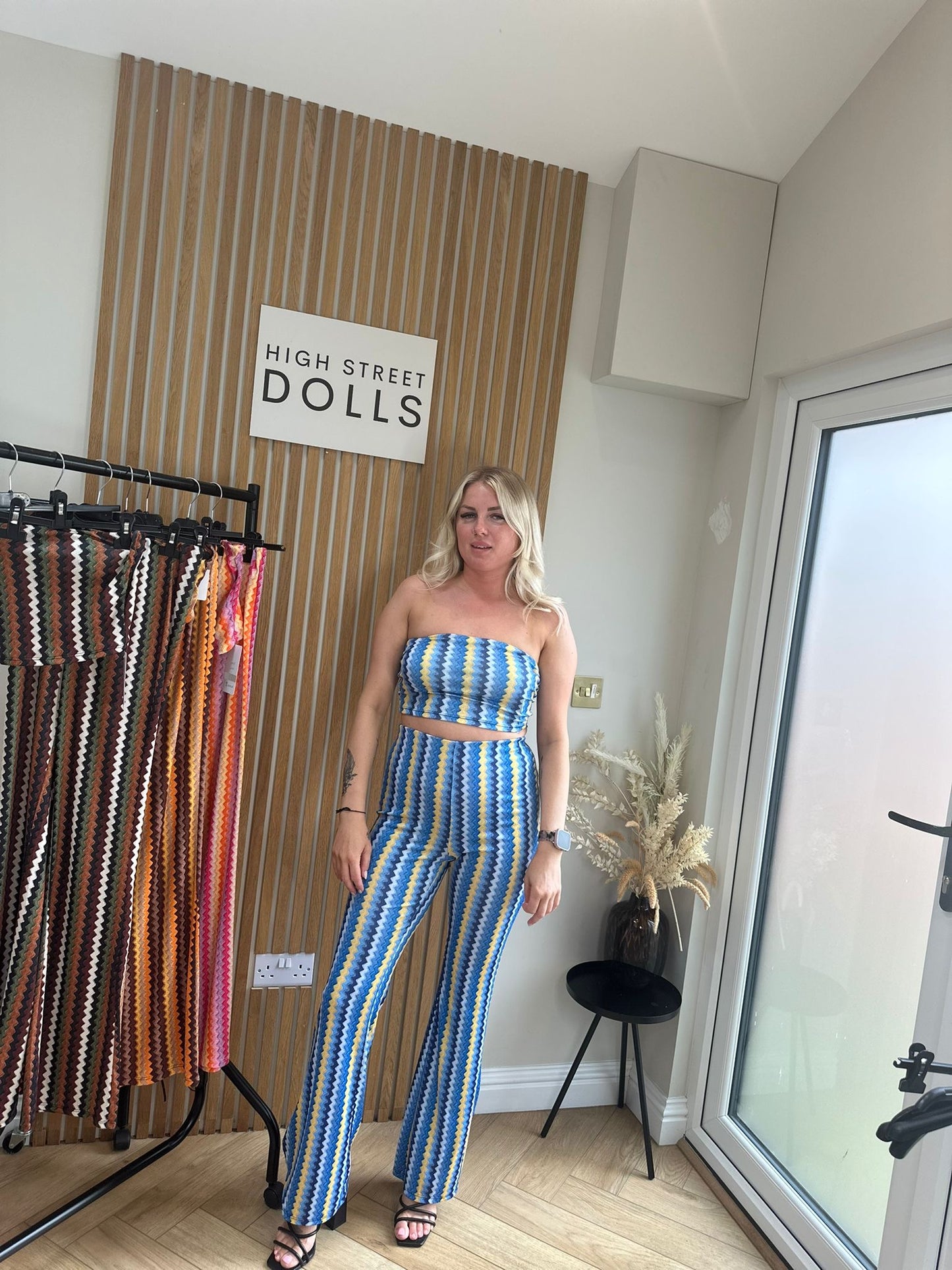 Hattie Co Ord Bandeau Top With Flare Trousers Zigzag Print Summer Outfit Holiday