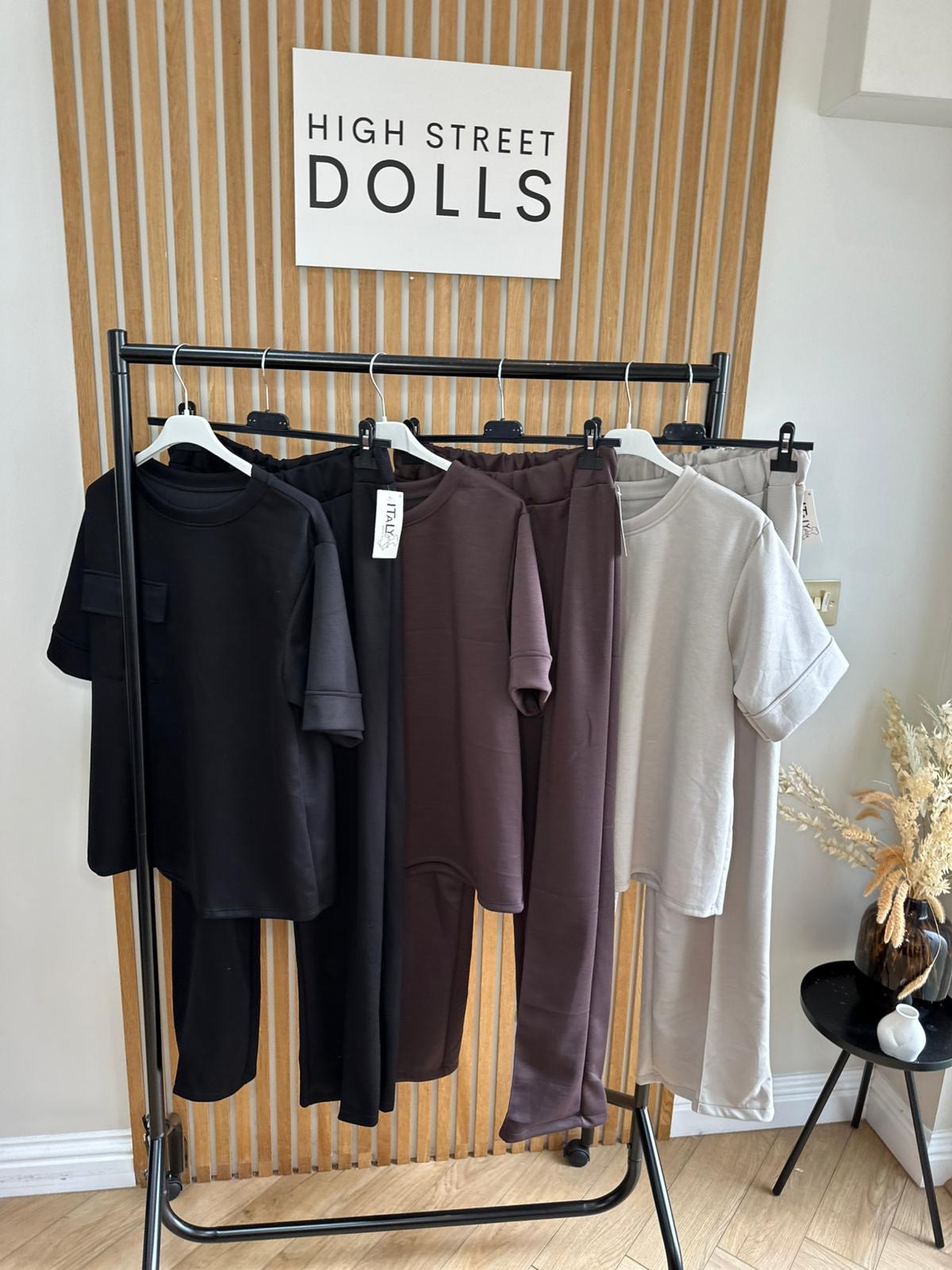 Piper Lounge Set T shirt with Wide leg Trousers Combat Pocket Tracksuit Loungewear Two Piece Co Ord
