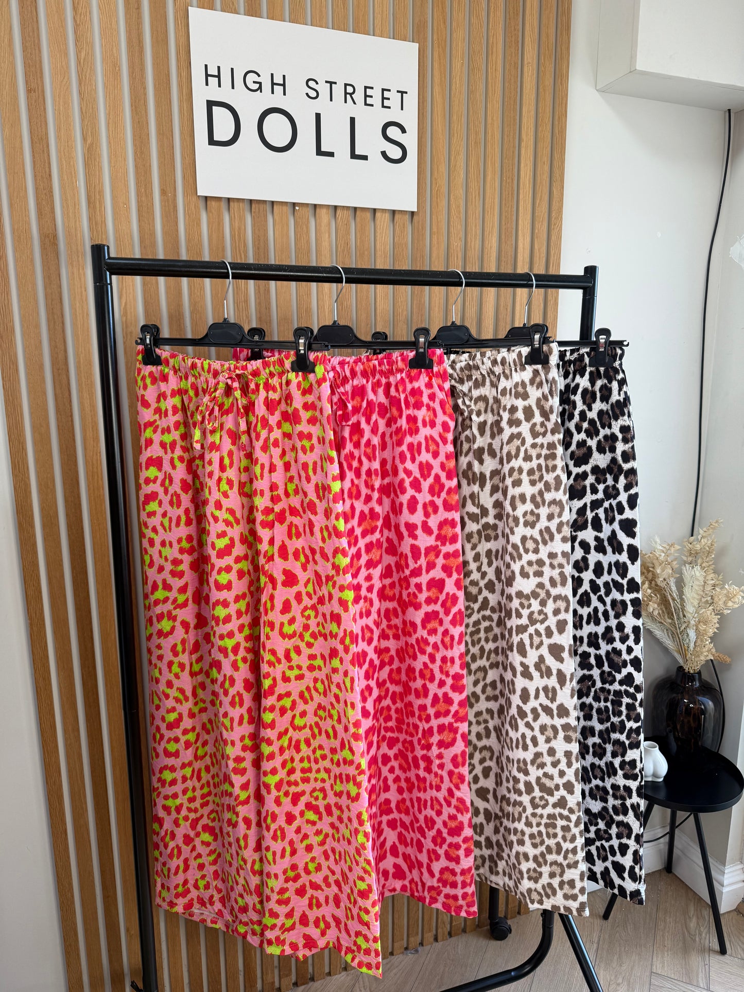 Kira Wide Leg Trousers Light Weight Material Summer Bright Leopard Print
