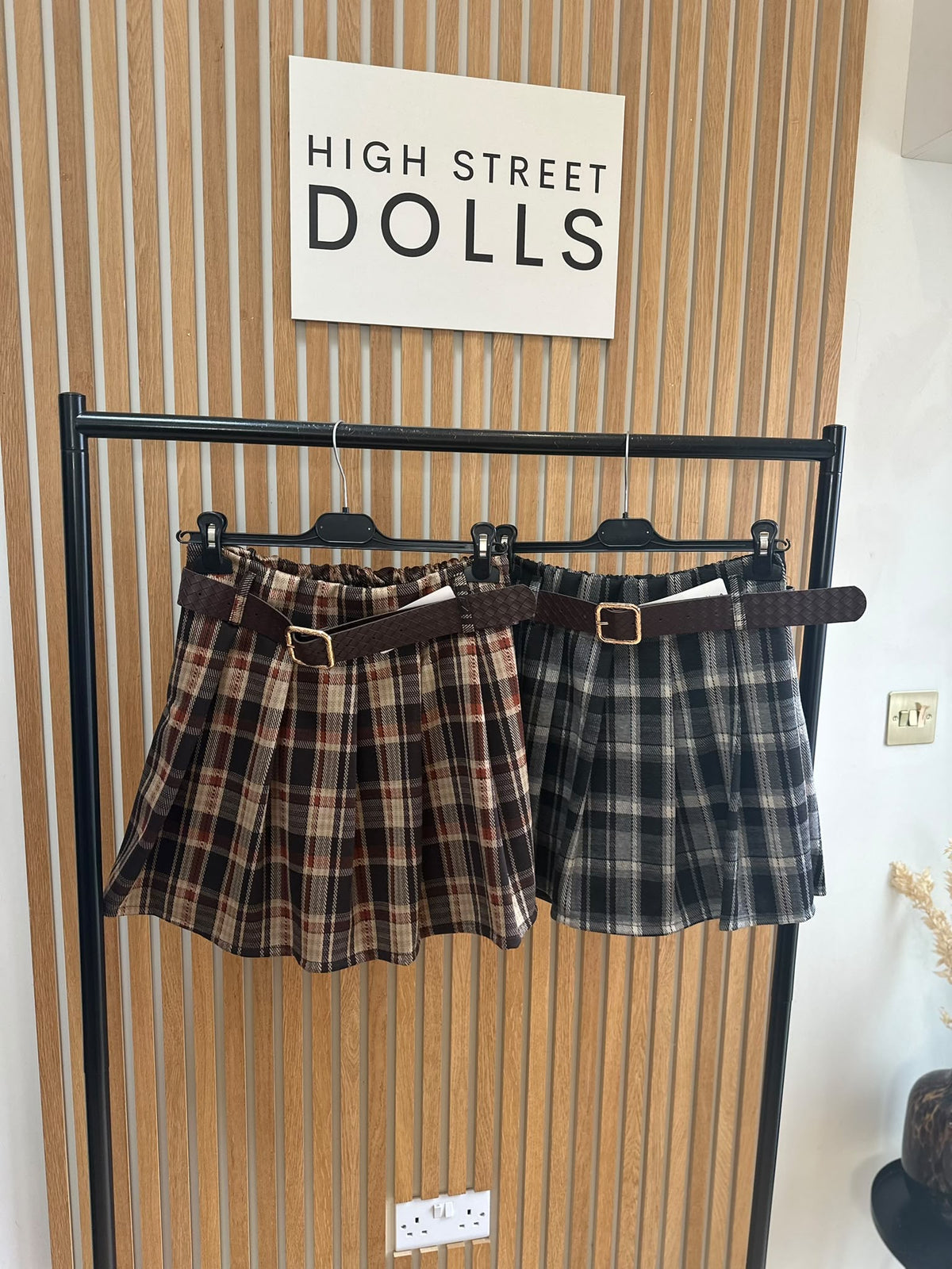 Cassidy Tartan Check Pleated Shorts/Skort – Belt Included, Front Pleated Skirt, Autumn Winter Women’s Fashion