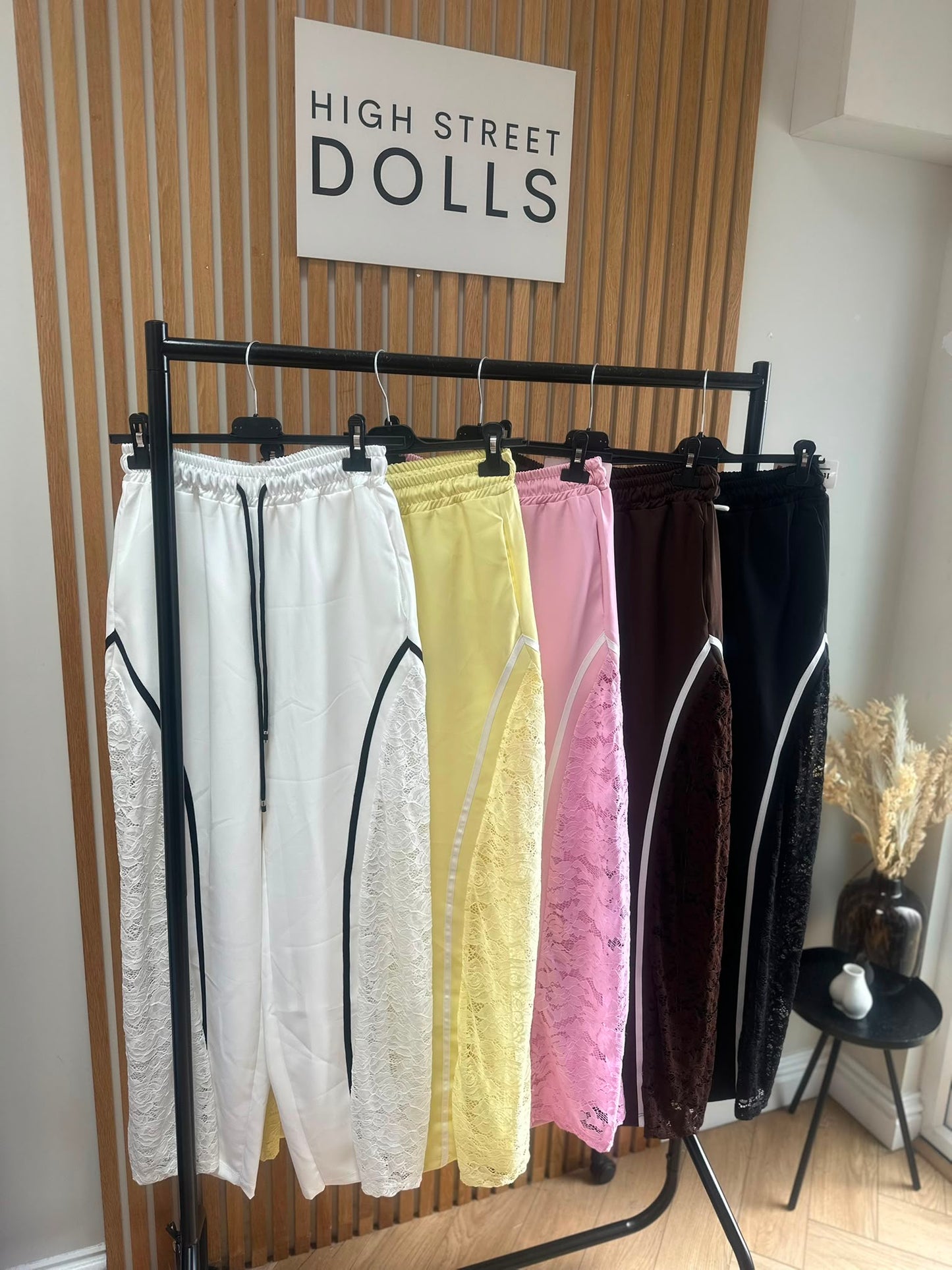 Sugar Lace Trousers Wide Leg Activewear Stripe Details Spring Summer Holiday Elastic Waistband