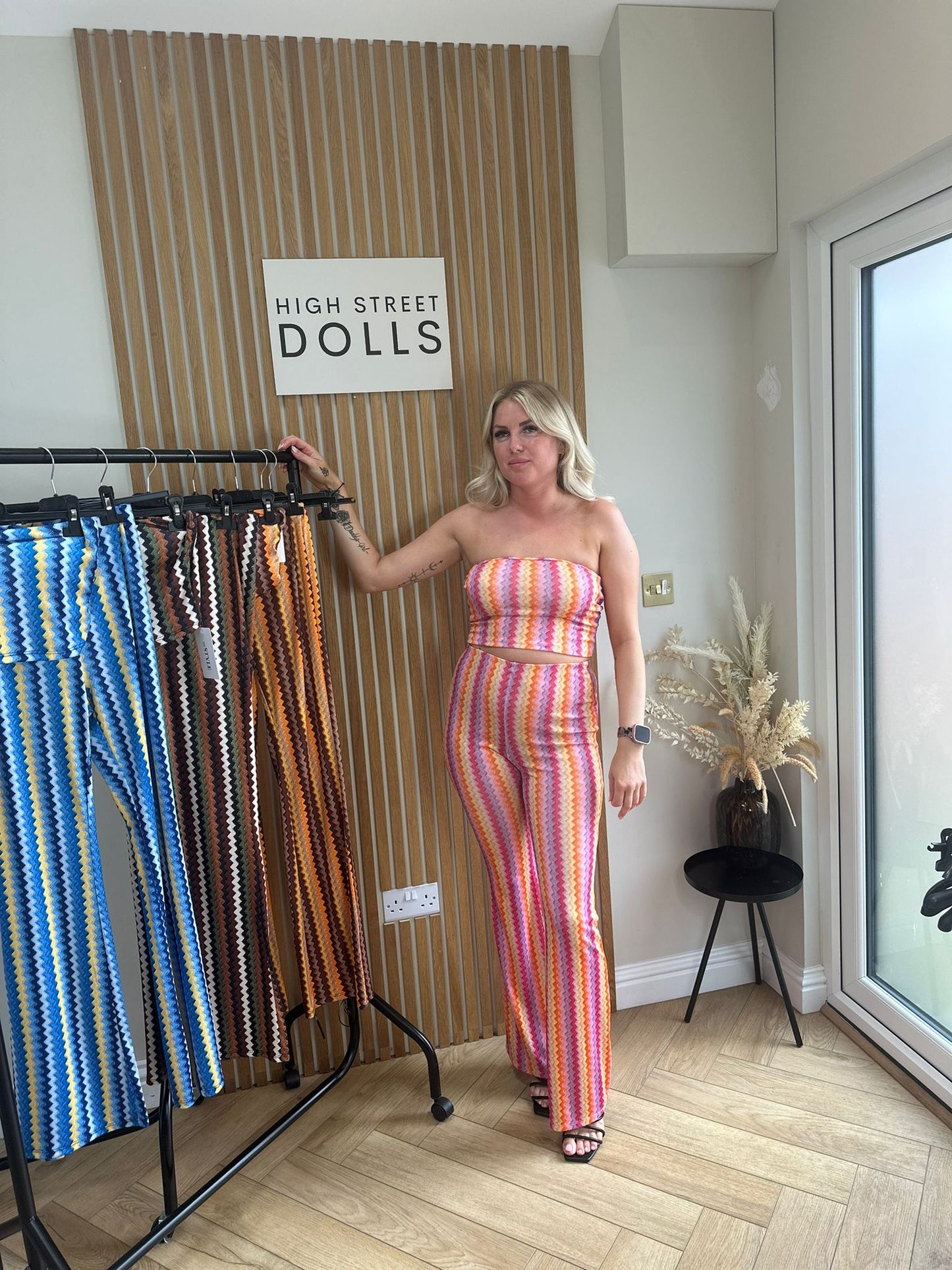 Hattie Co Ord Bandeau Top With Flare Trousers Zigzag Print Summer Outfit Holiday