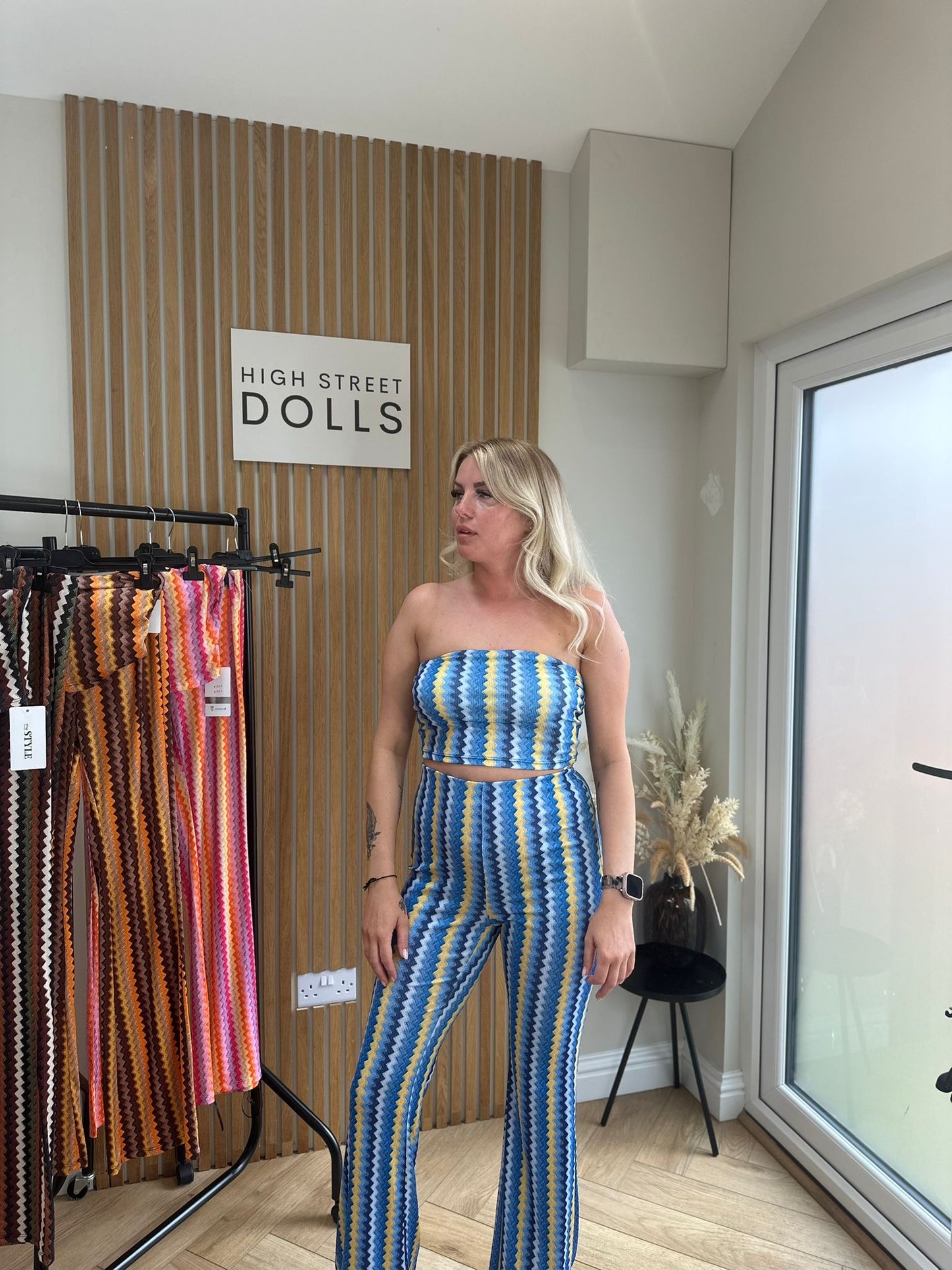 Hattie Co Ord Bandeau Top With Flare Trousers Zigzag Print Summer Outfit Holiday
