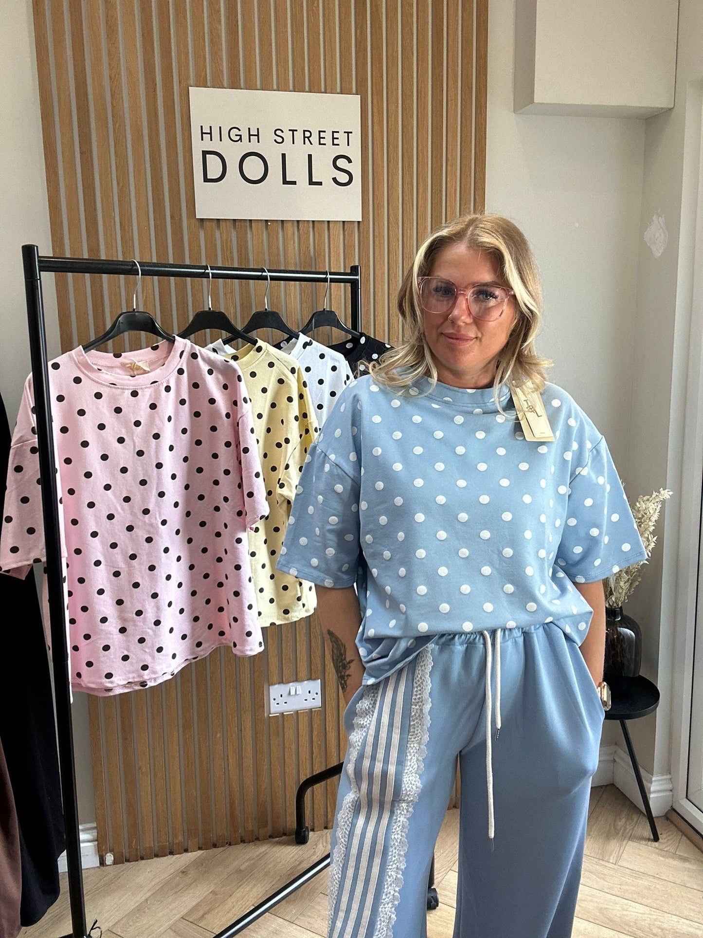 Mabel Polka Dot Oversized T Shirt Short Sleeves Spring Summer Lemon Viral