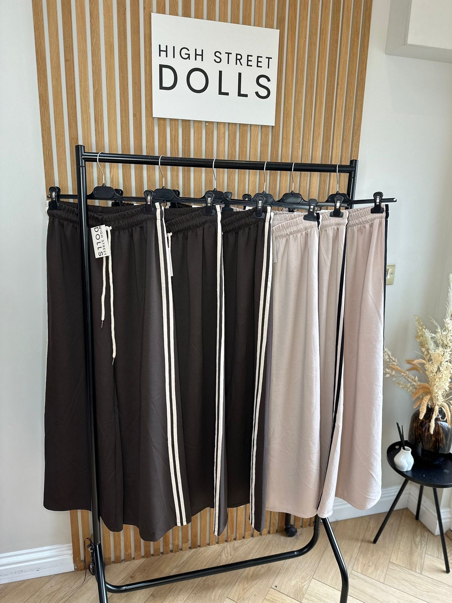 Khloe Trousers Wide Leg Flares Stripe Detail