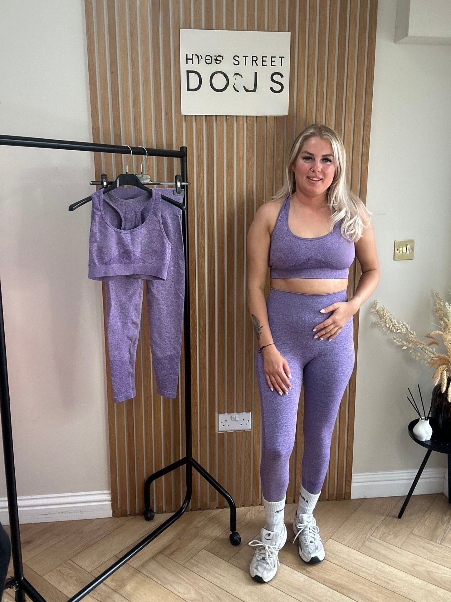 BodiBlossom Activewear Gym Set Lilac Sports Bra and Leggings