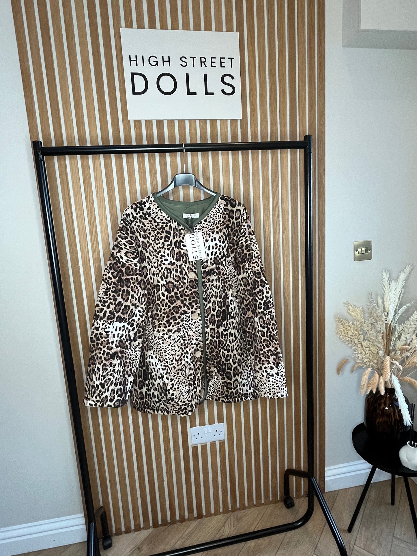 Leopard Print Quilted Jacket Coat