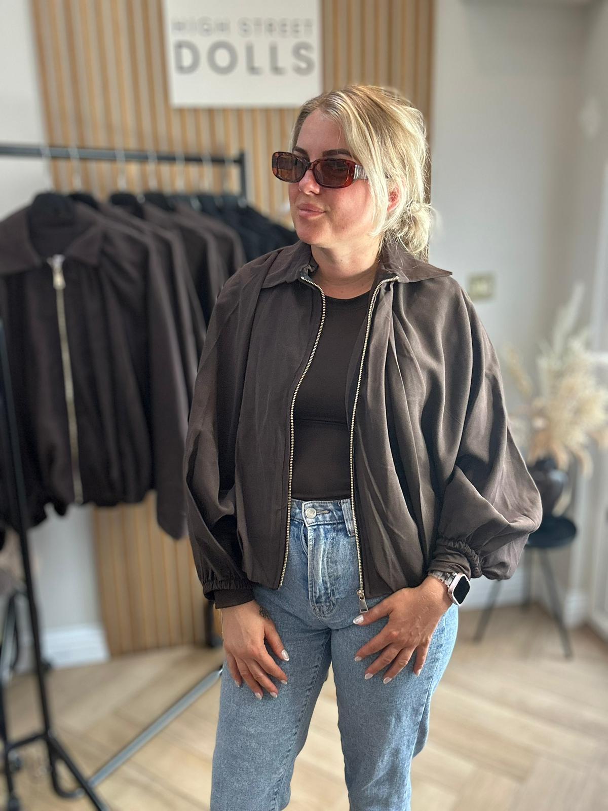 Kaede Suede Jacket with bubble hem