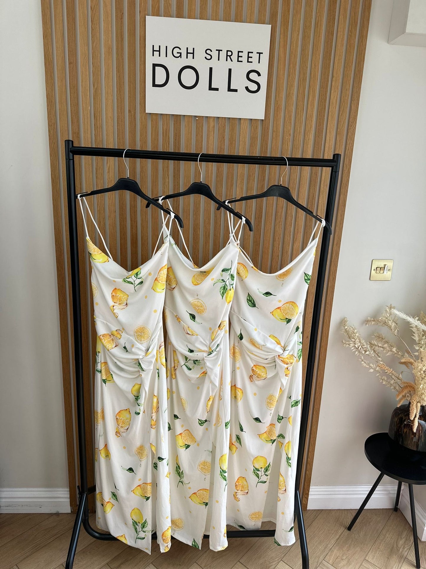 Sicily Lemon Midi Dress Printed spaghetti strap dress