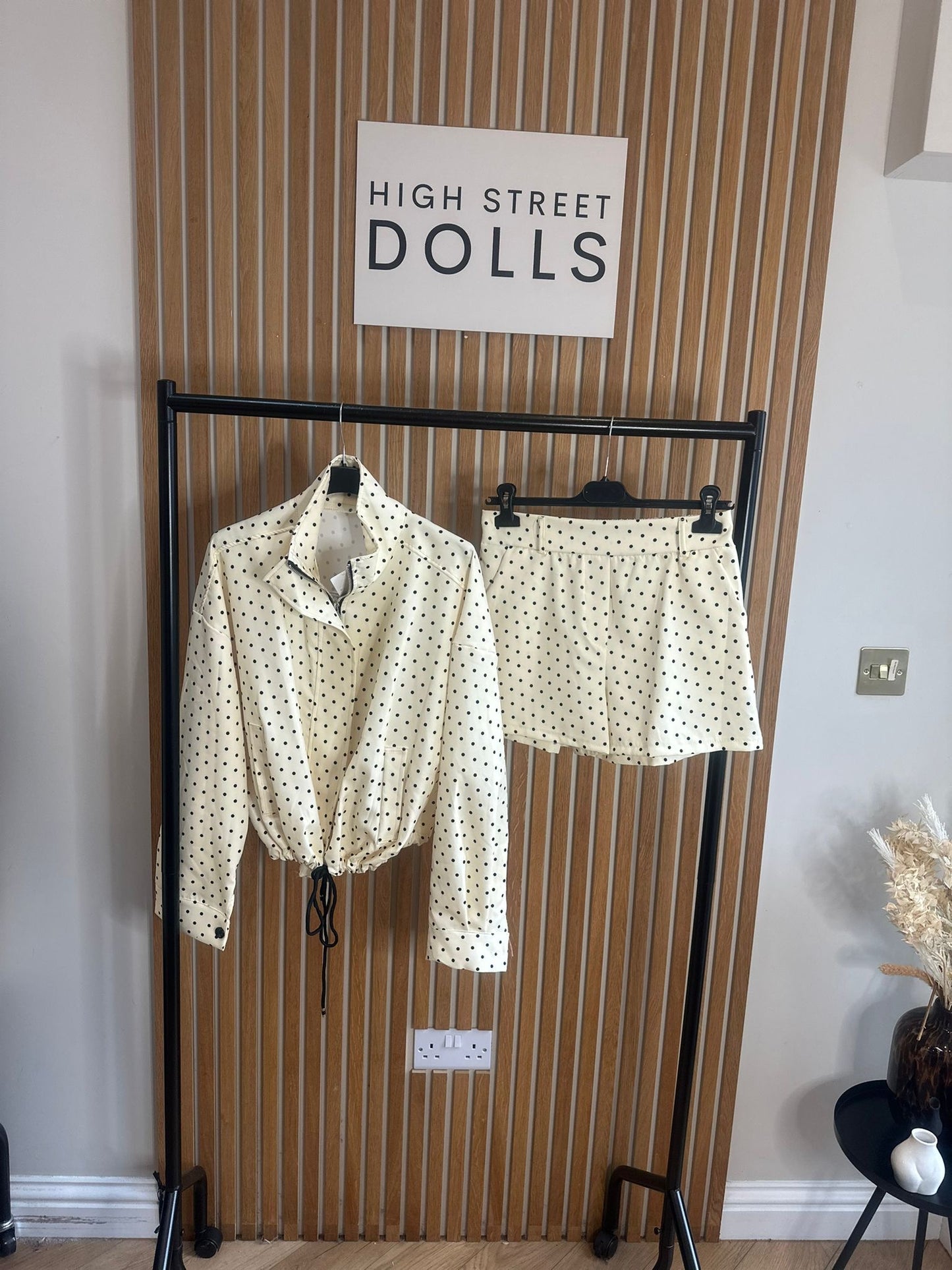 Willow Polka Dot Print Jacket and Shorts Holiday Spring Summer Women’s two piece co-ord Trending Viral Print Stripe Detail
