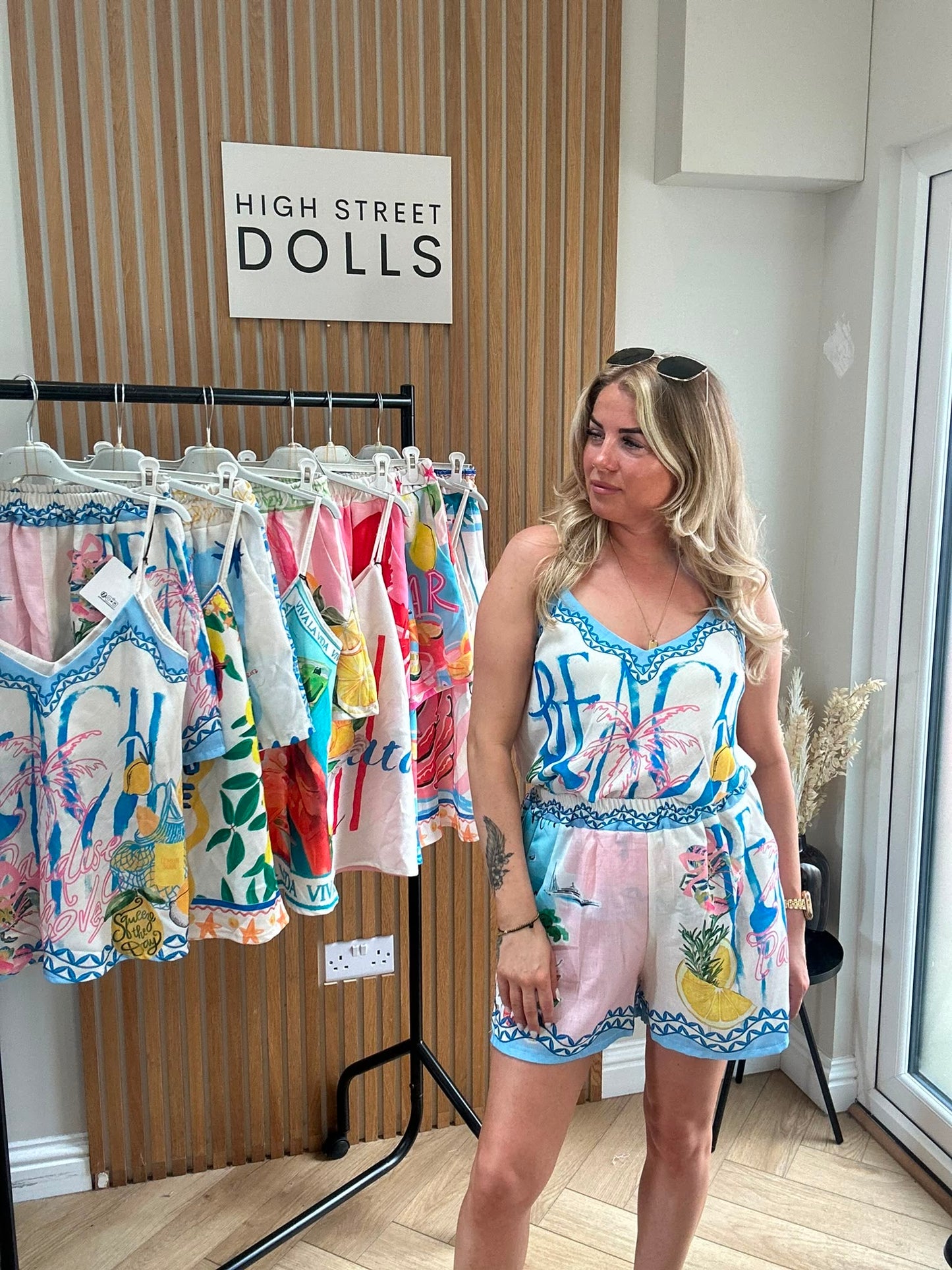 Dominica Strap Top and Shorts Bright Summer Prints Holiday Spaghetti Strap Co Ord Two Piece