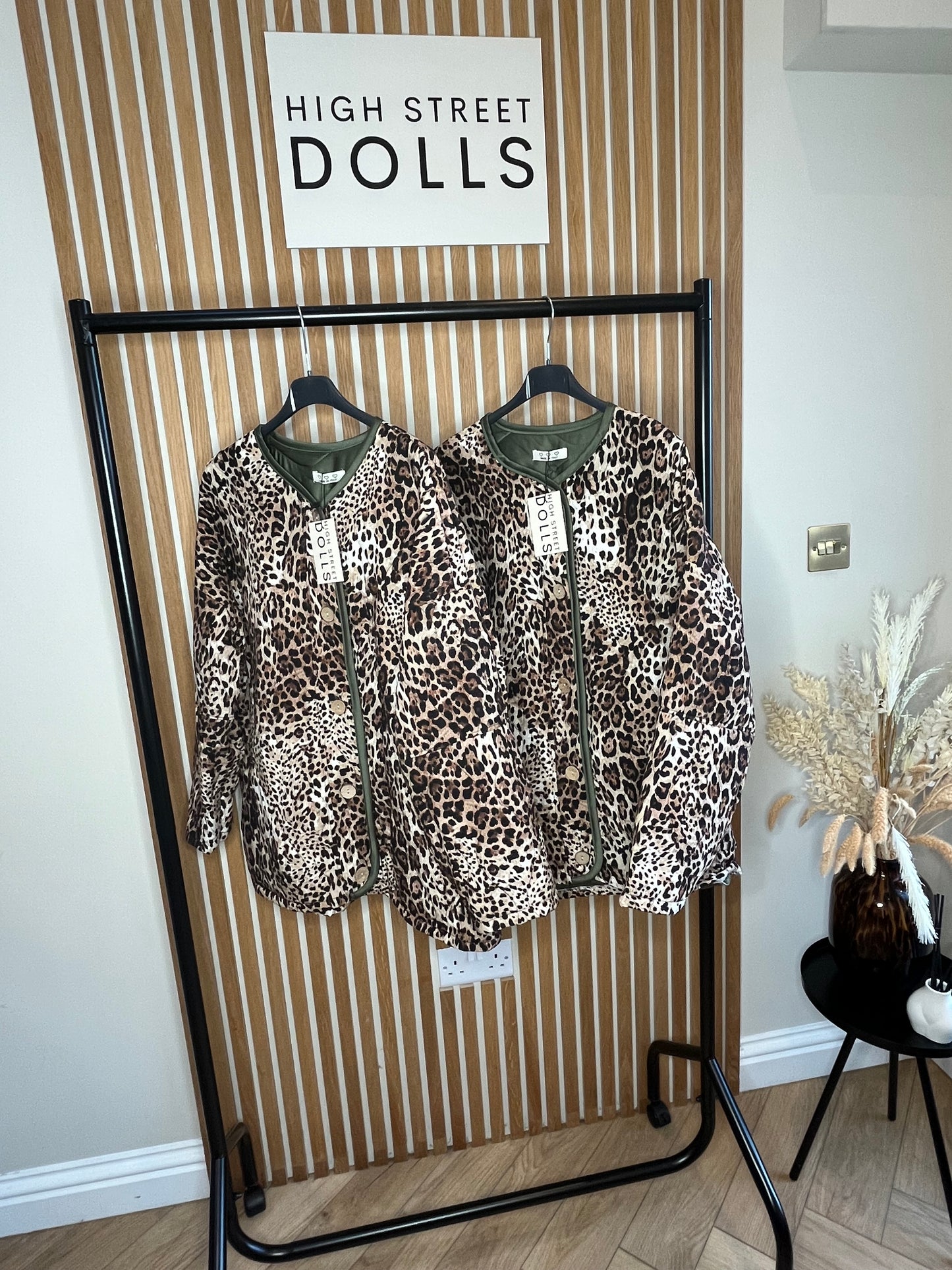 Leopard Print Quilted Jacket Coat