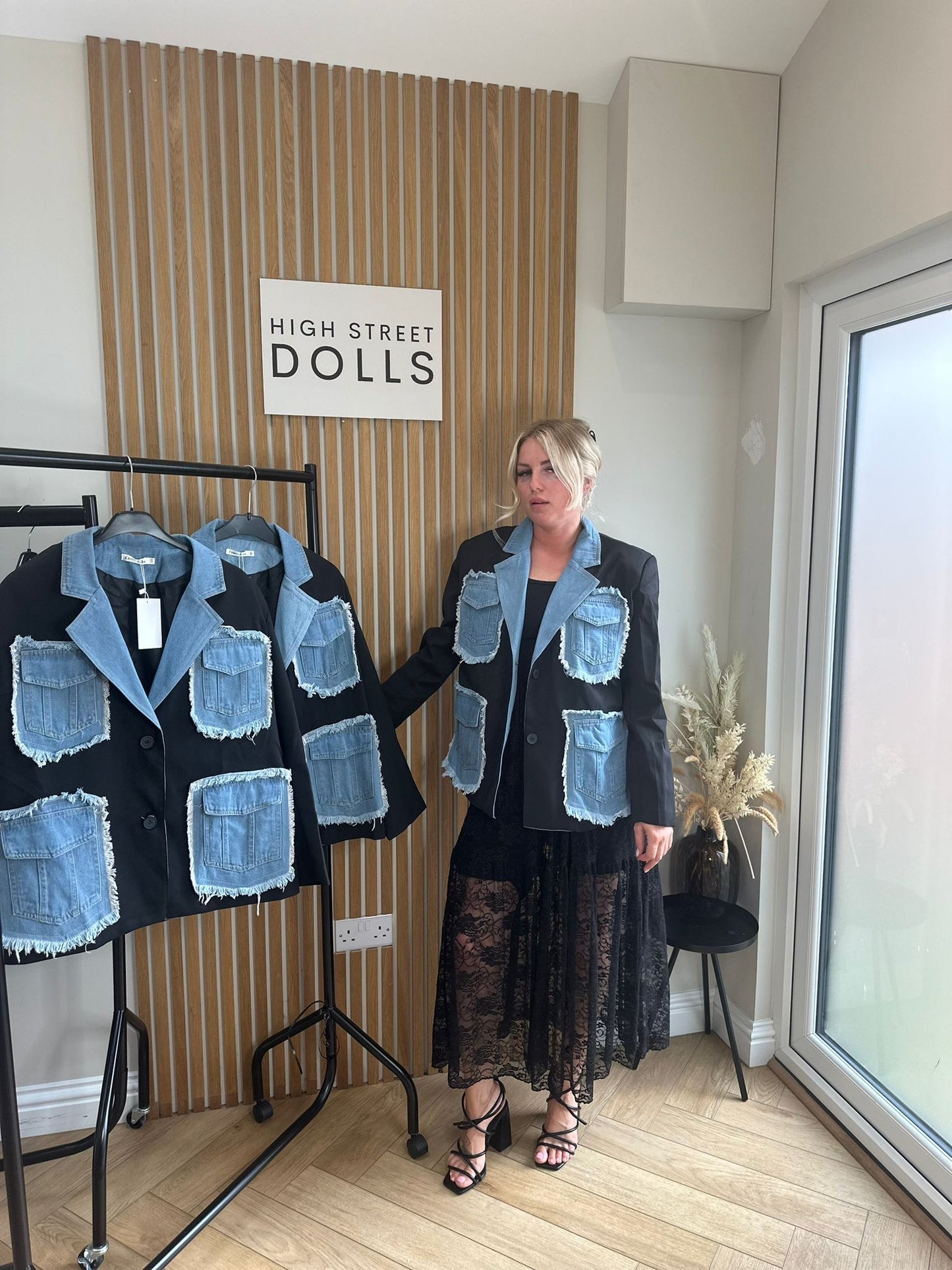 Hailey Blazer Denim Pockets Womens Jacket