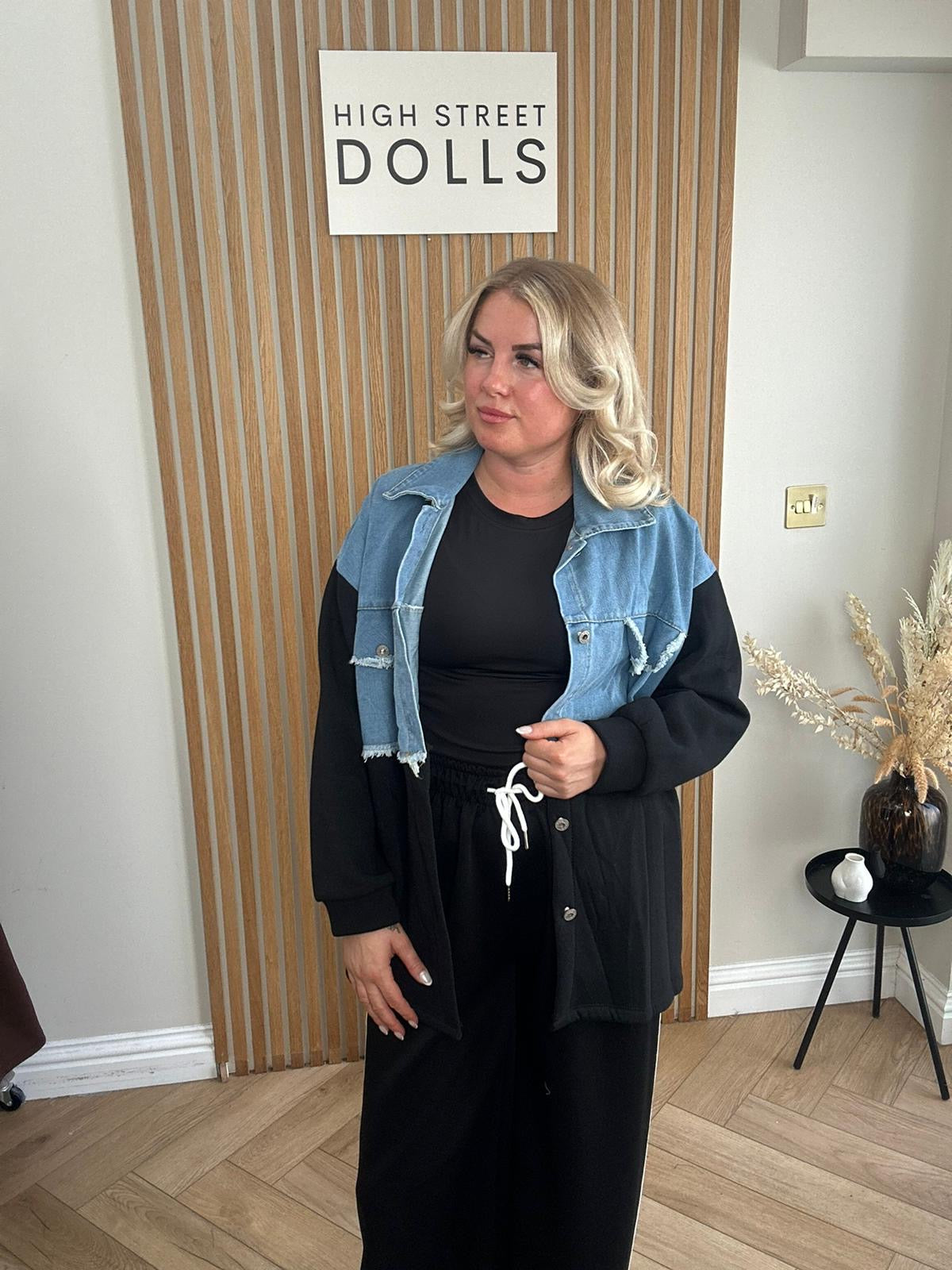 Bryony Oversized Shaket with Denim Details Shirt Jacket