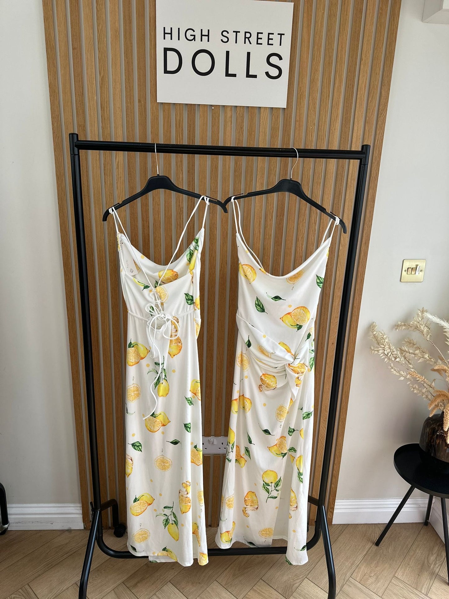 Sicily Lemon Midi Dress Printed spaghetti strap dress