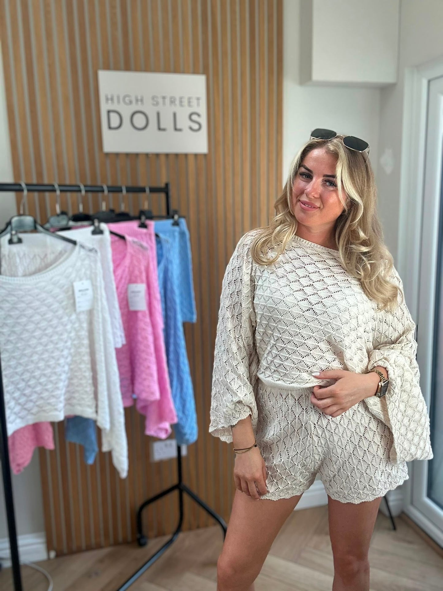 Larosa Crochet Top and Shorts Knitted Fashion Holiday Two Piece Beach Cover Up Loungewear Lounge Set