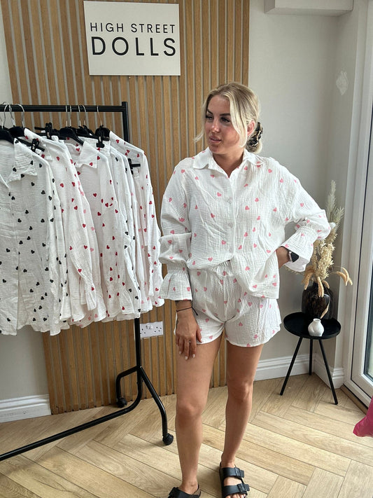 Laila Heart Cheesecloth Pyjamas Loungewear Sleepwear