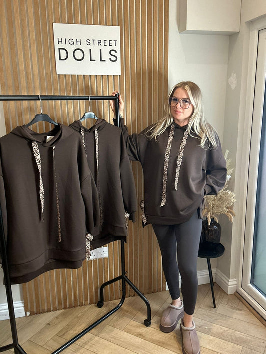 Misty Bow Hoodie Leopard Print Oversized Autumn Winter Fashion