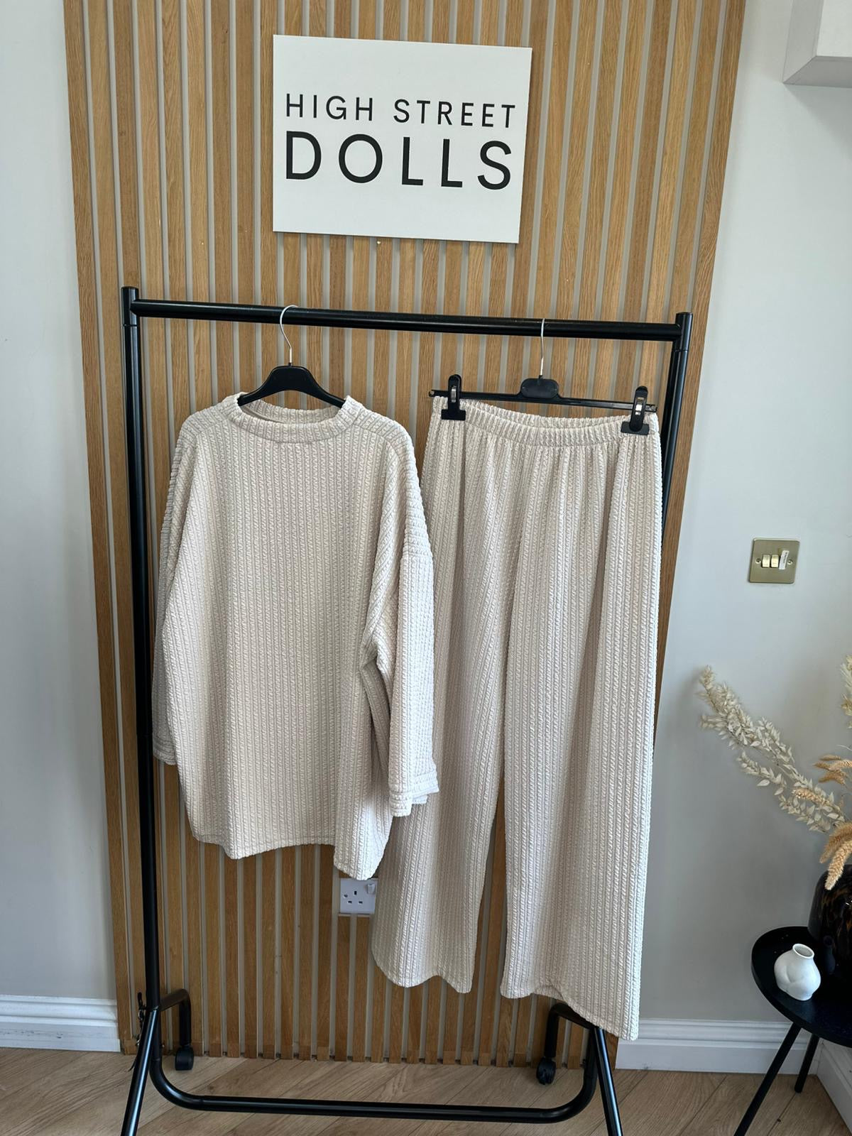 Harriett Oversized Lounge Set Round Neck Top and Wide Leg Trousers