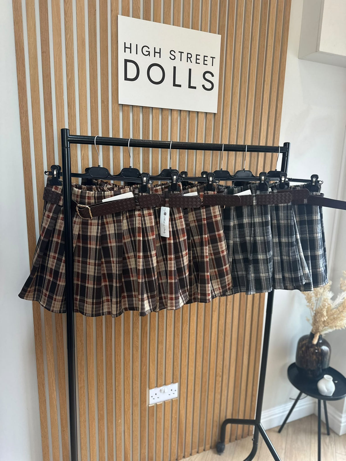 Cassidy Tartan Check Pleated Shorts/Skort – Belt Included, Front Pleated Skirt, Autumn Winter Women’s Fashion